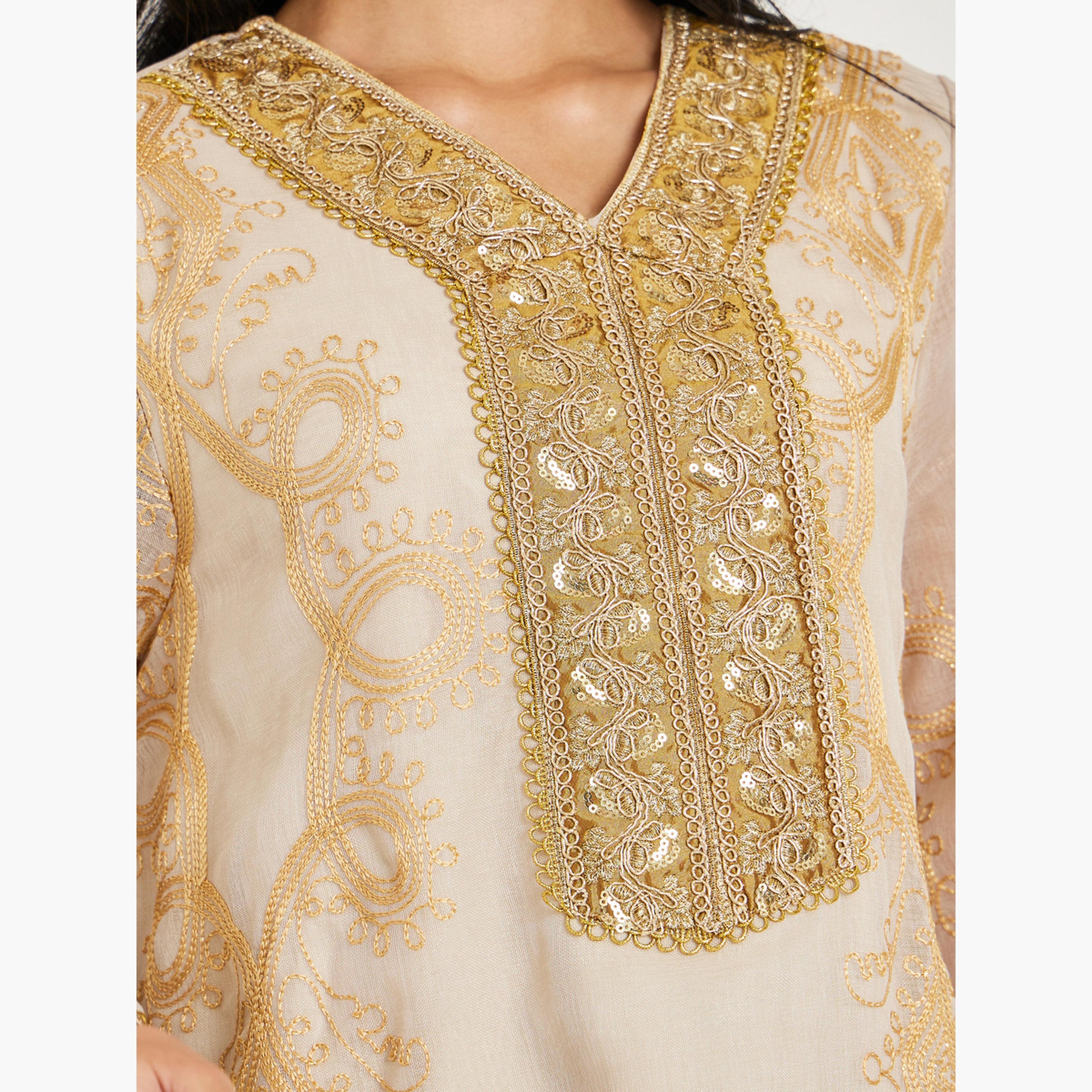 Styli Women Embellished Lace Trim Jalabiya-women-arabicclothing-jalabiyas-image-4
