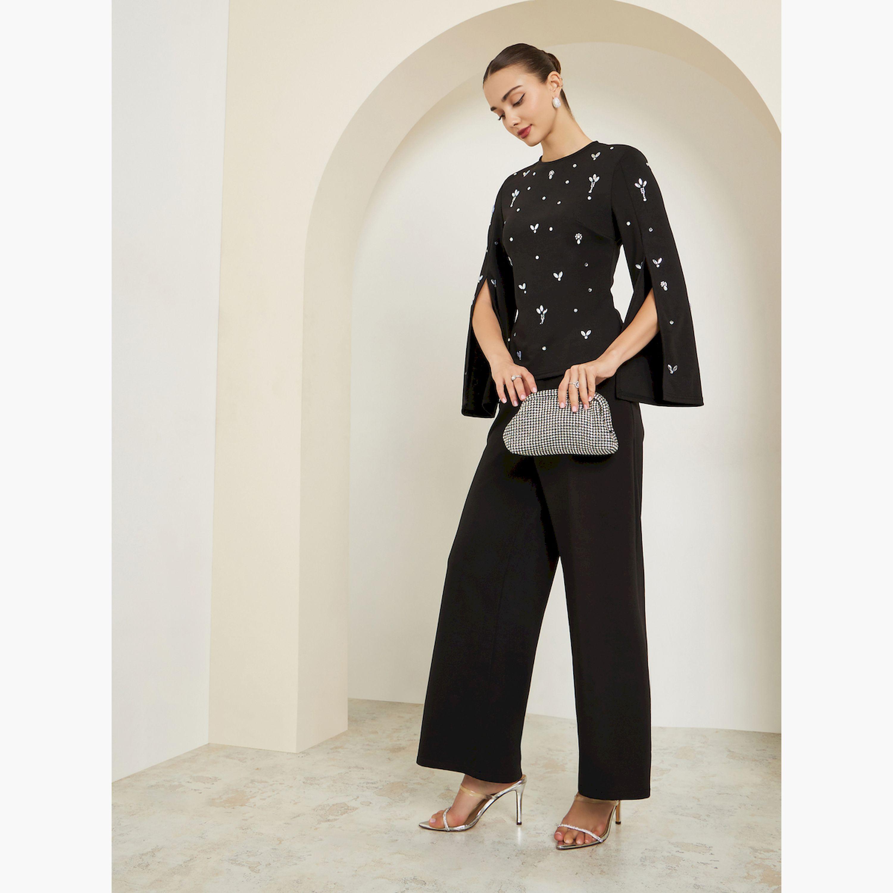 بلوزة بأكمام مشقوقة ومزينة-women-clothing-shirtsandblouses-blouses-image-2