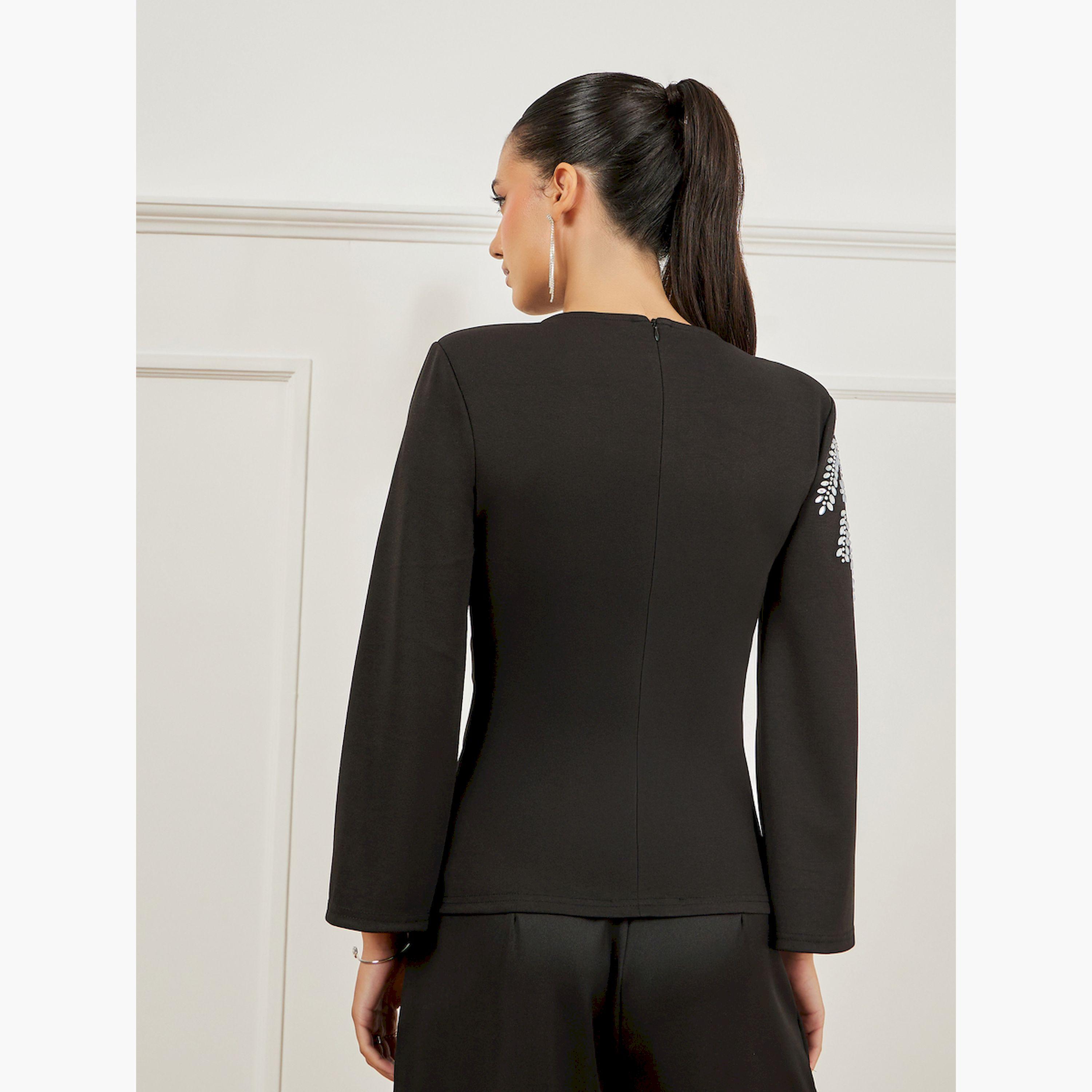 بلوزة بأكتاف مبطنة وأكمام بشق-women-clothing-shirtsandblouses-blouses-image-4