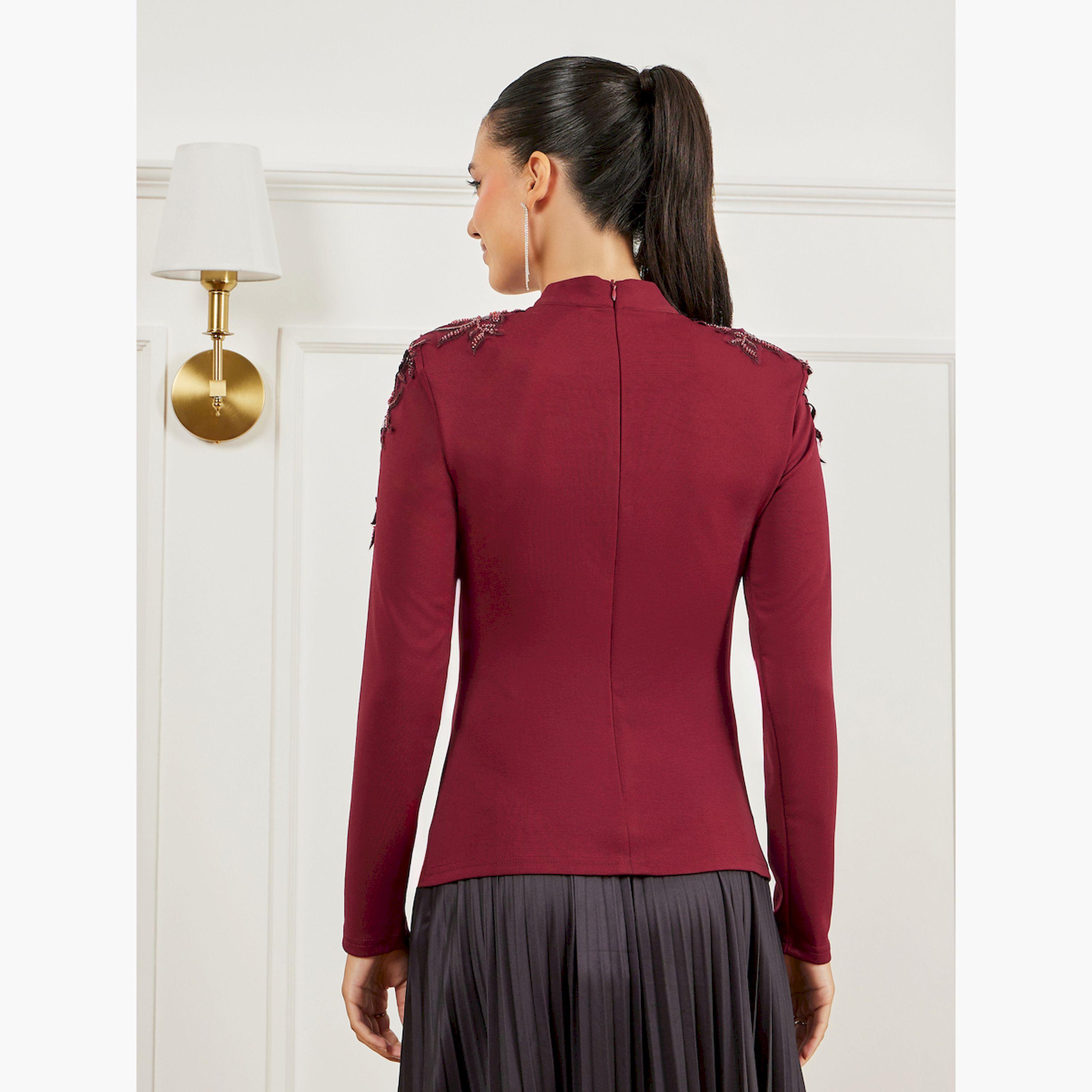 بلوزة محبوكة بأكتاف مزينة-women-clothing-shirtsandblouses-blouses-image-5