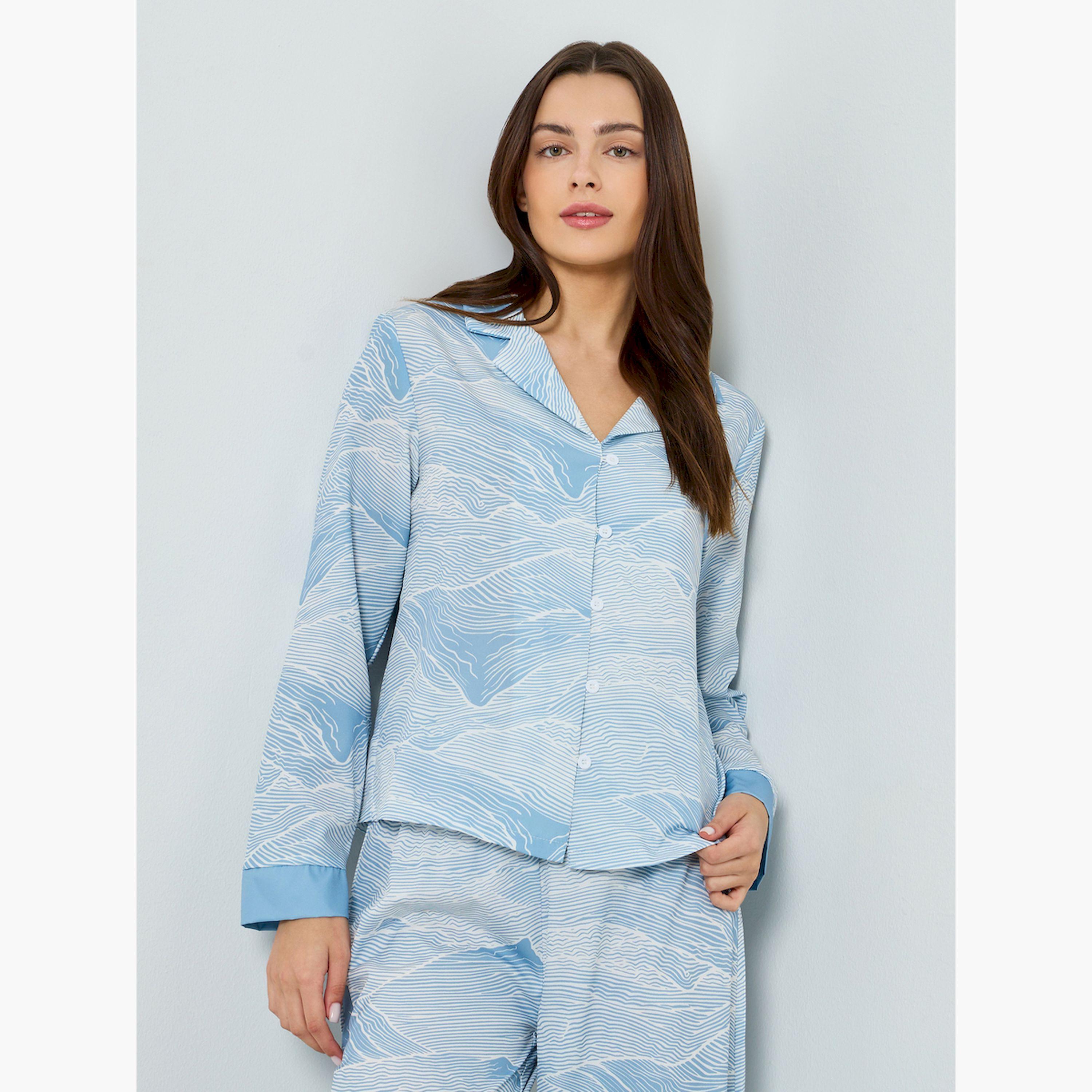 مجموعة من بيجاما وقميص بأساور متباينة وطبعة-women-clothing-nightwear-pyjamas-longsets-image-3