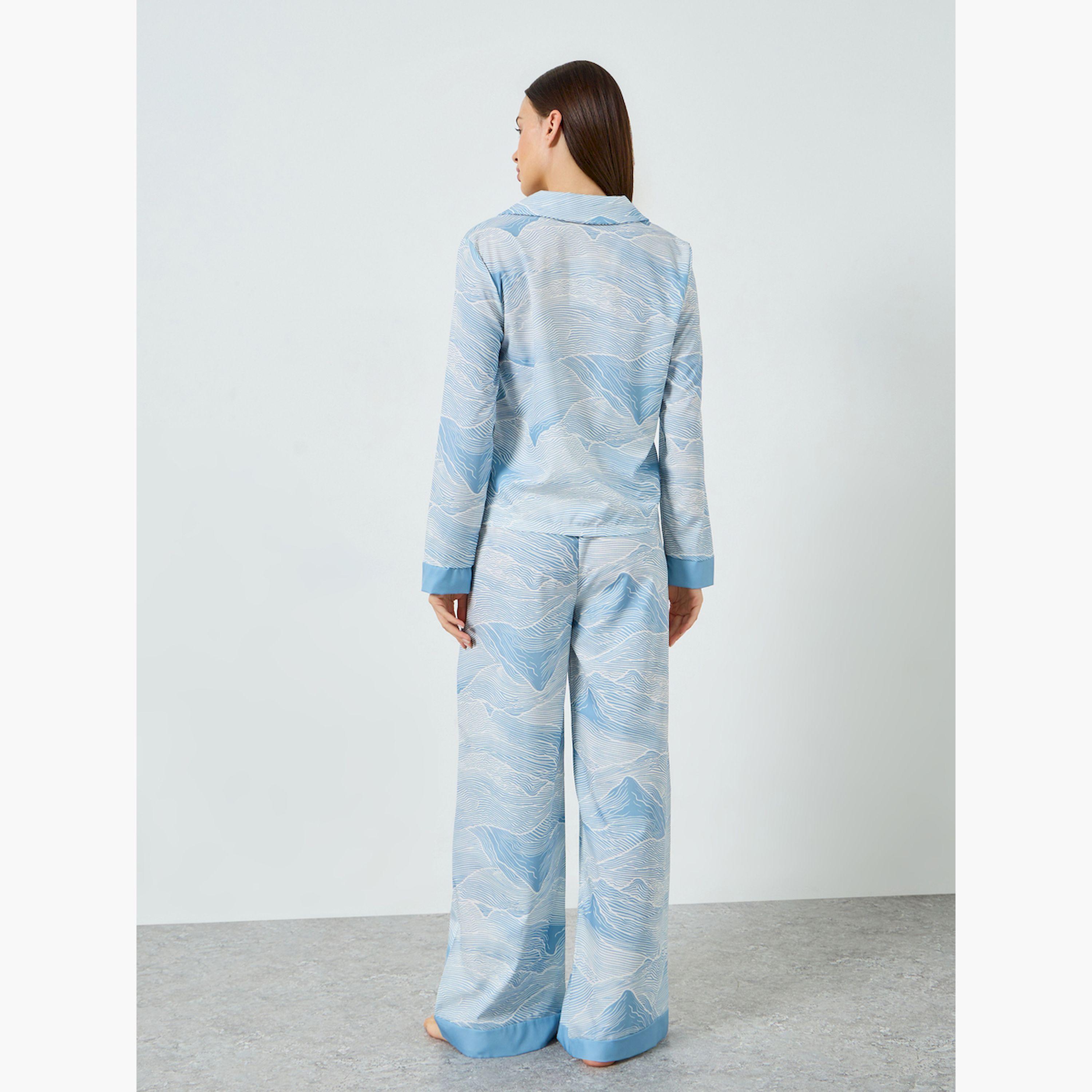 مجموعة من بيجاما وقميص بأساور متباينة وطبعة-women-clothing-nightwear-pyjamas-longsets-image-4