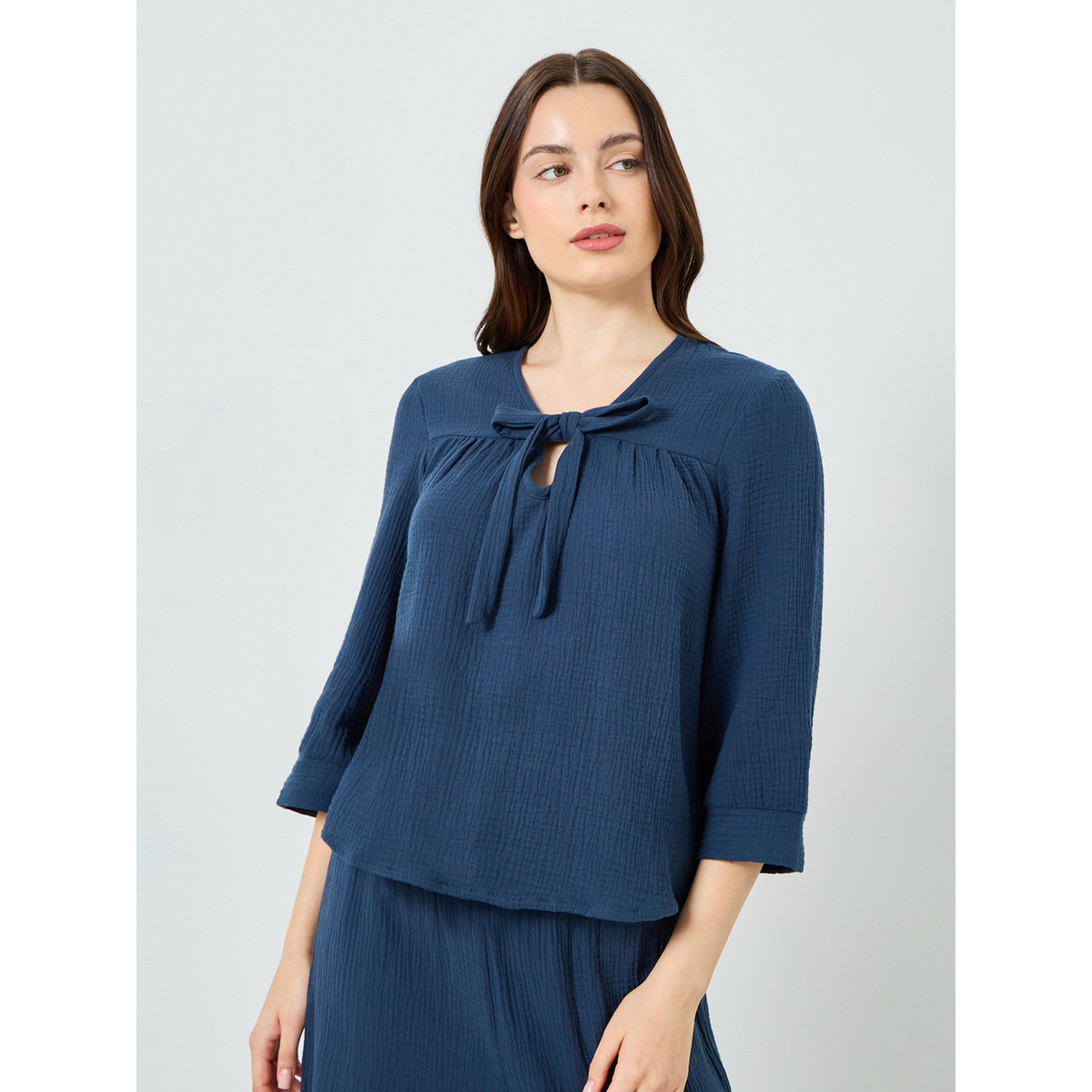 طقم بيجاما من بنطال وبلوزة بربطة أمامية-women-clothing-nightwear-pyjamas-longsets-image-3