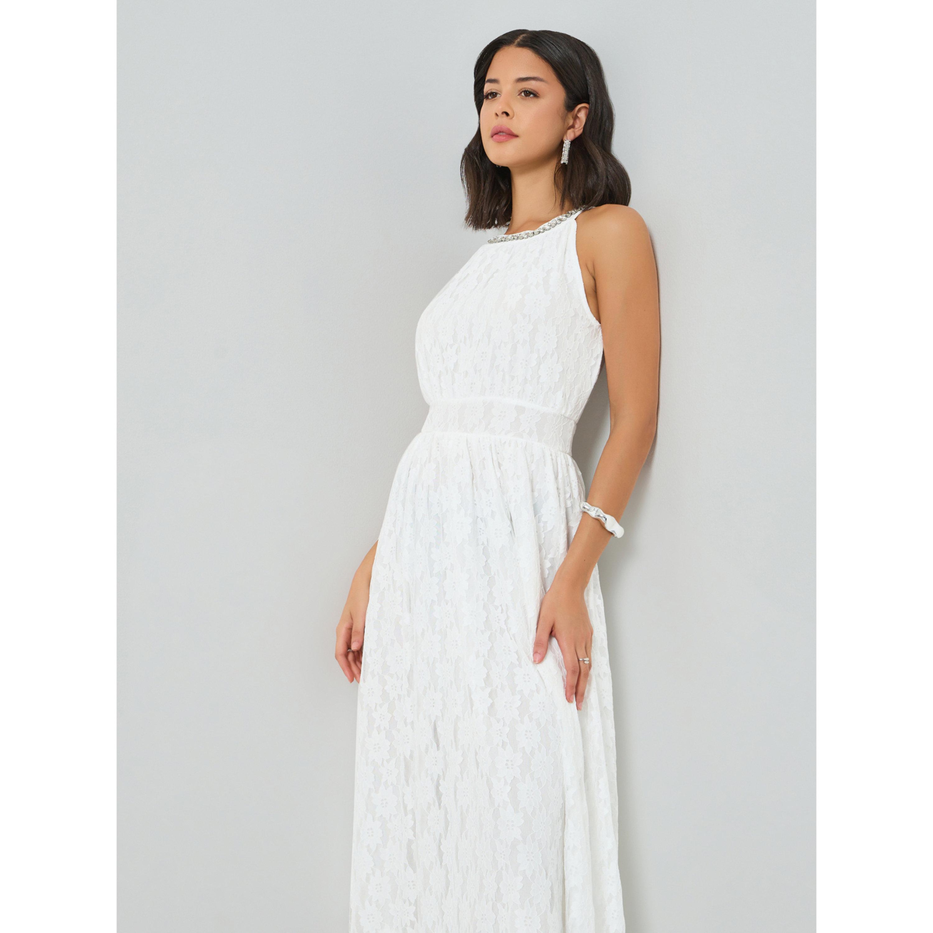 فستان ميدي بياقة منمقة مع تفاصيل دانتيل-women-clothing-dresses-image-2