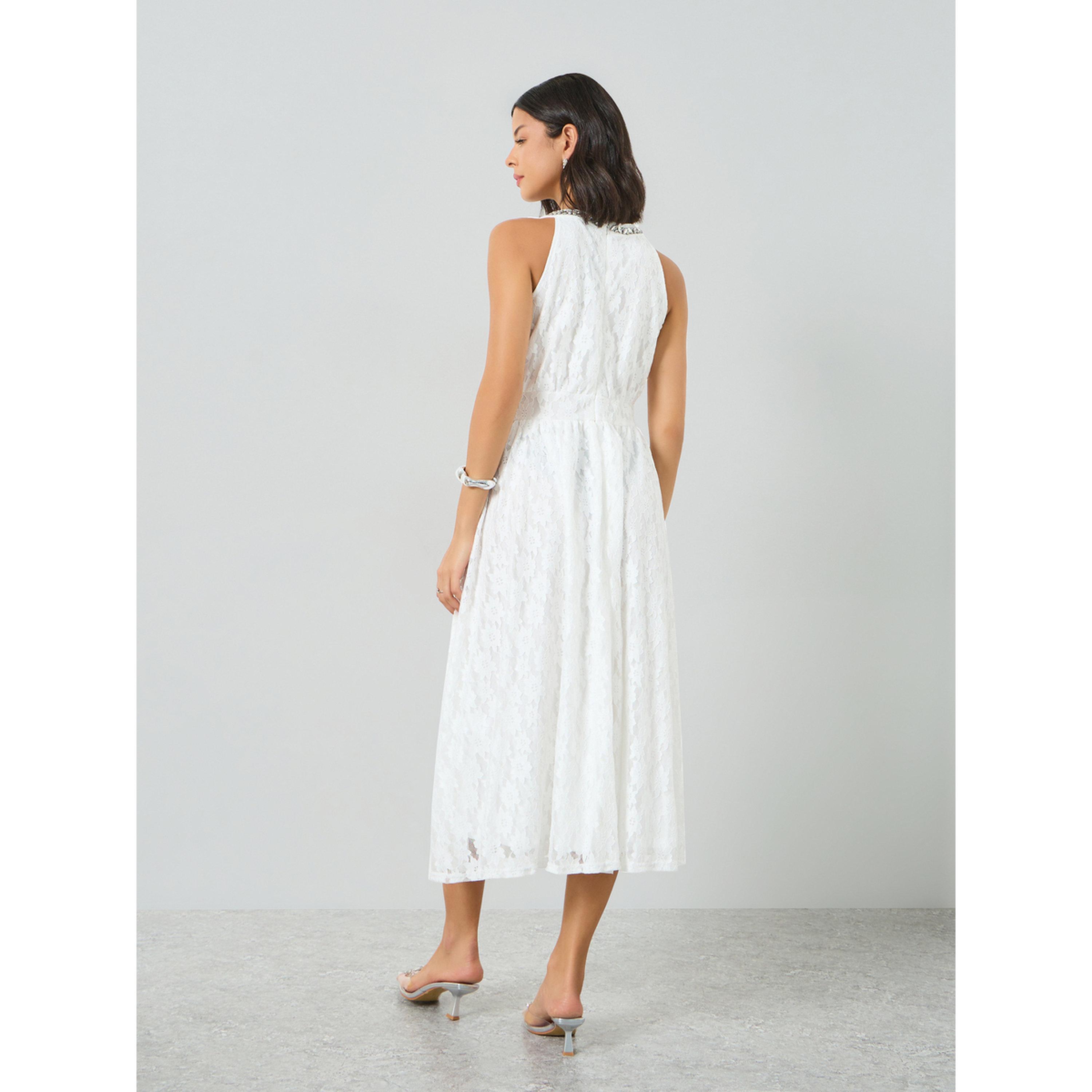 فستان ميدي بياقة منمقة مع تفاصيل دانتيل-women-clothing-dresses-image-4