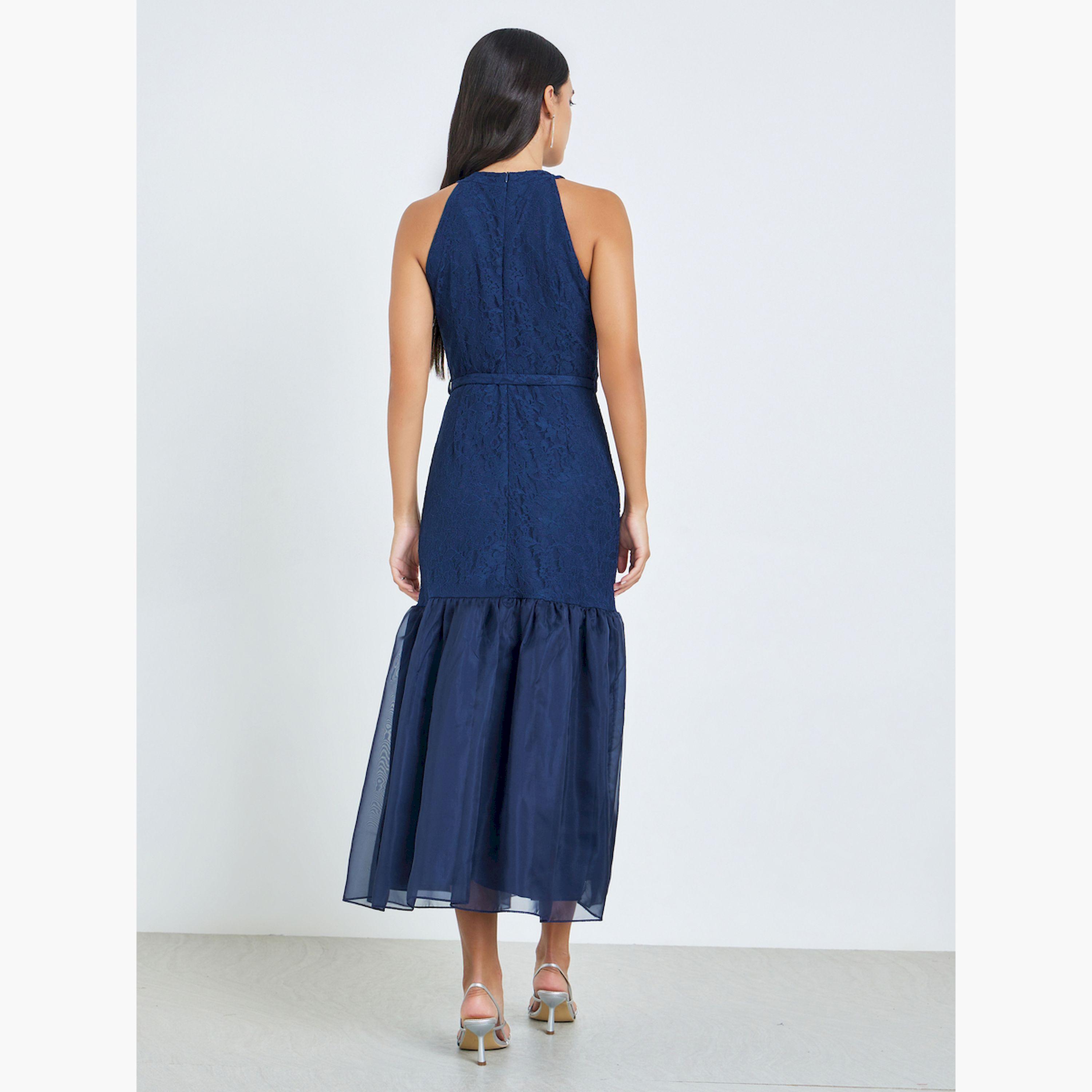 Styli Blue Lace Sleeveless Ruffled Hem Maxi Dress-women-clothing-dresses-image-5
