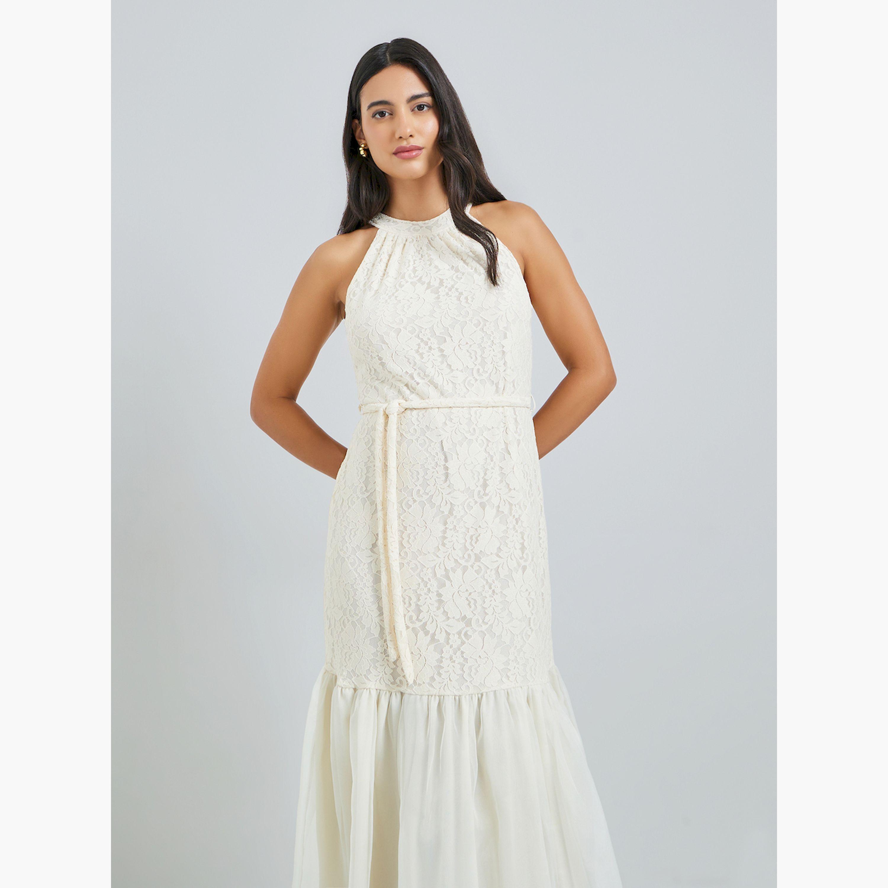 فستان طويل بلا أكمام بتفاصيل دانتيل وحافة بكشكش-women-clothing-dresses-image-2