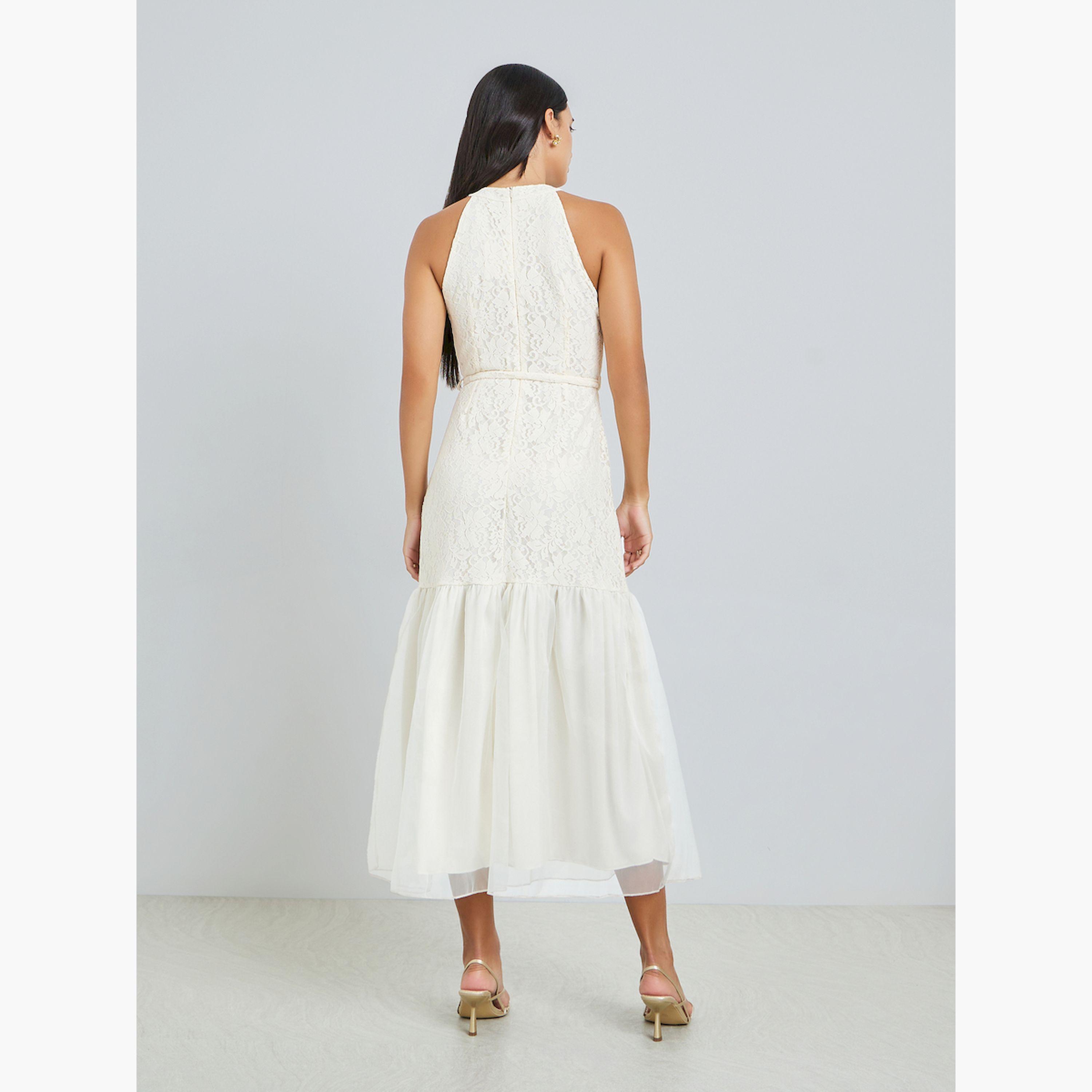 Styli Off-White Lace Sleeveless Ruffled Hem Maxi Dress-women-clothing-dresses-image-5