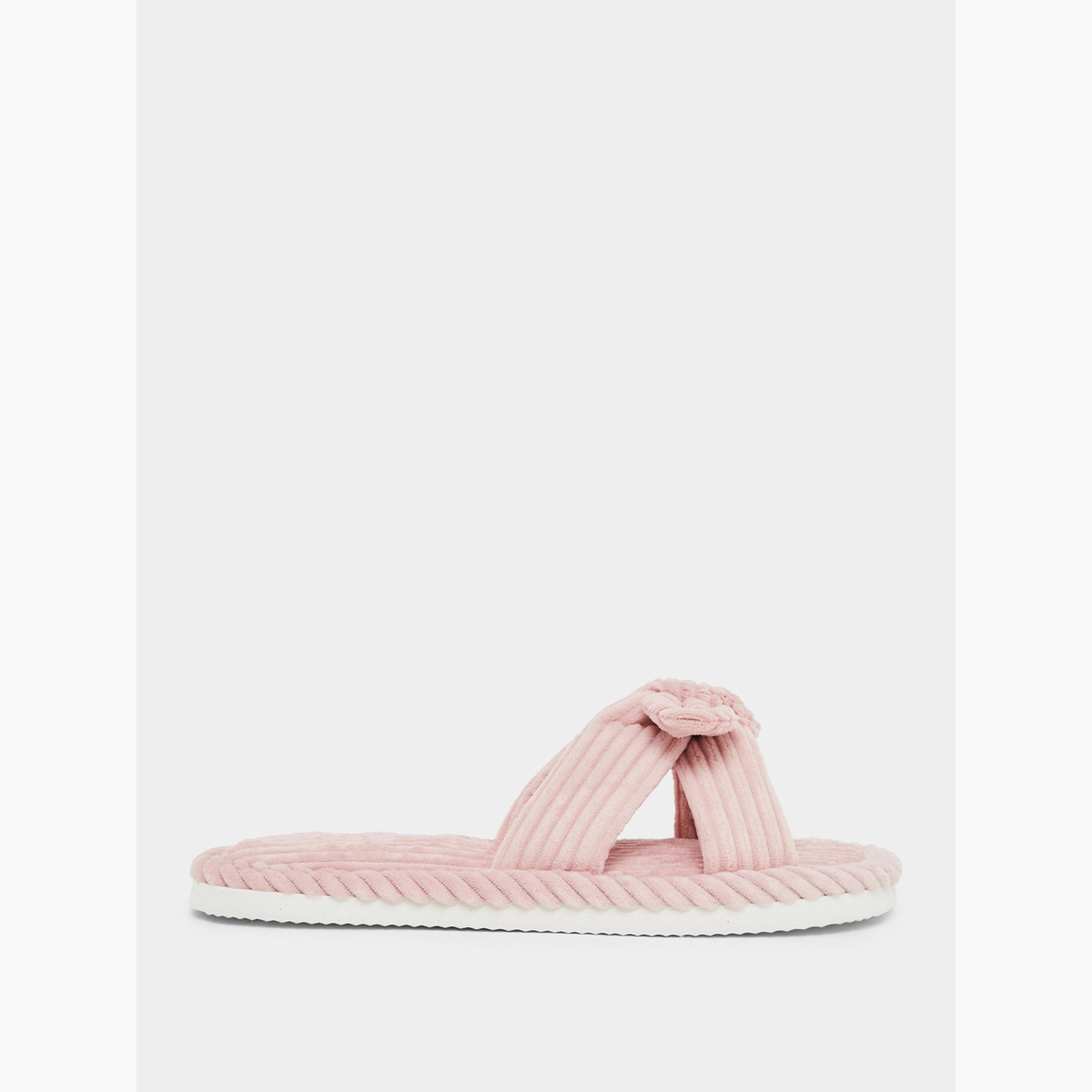 شبشب غرفة نوم كوردروي بتفاصيل فيونكة-women-shoes-bedroomslippers-image-2