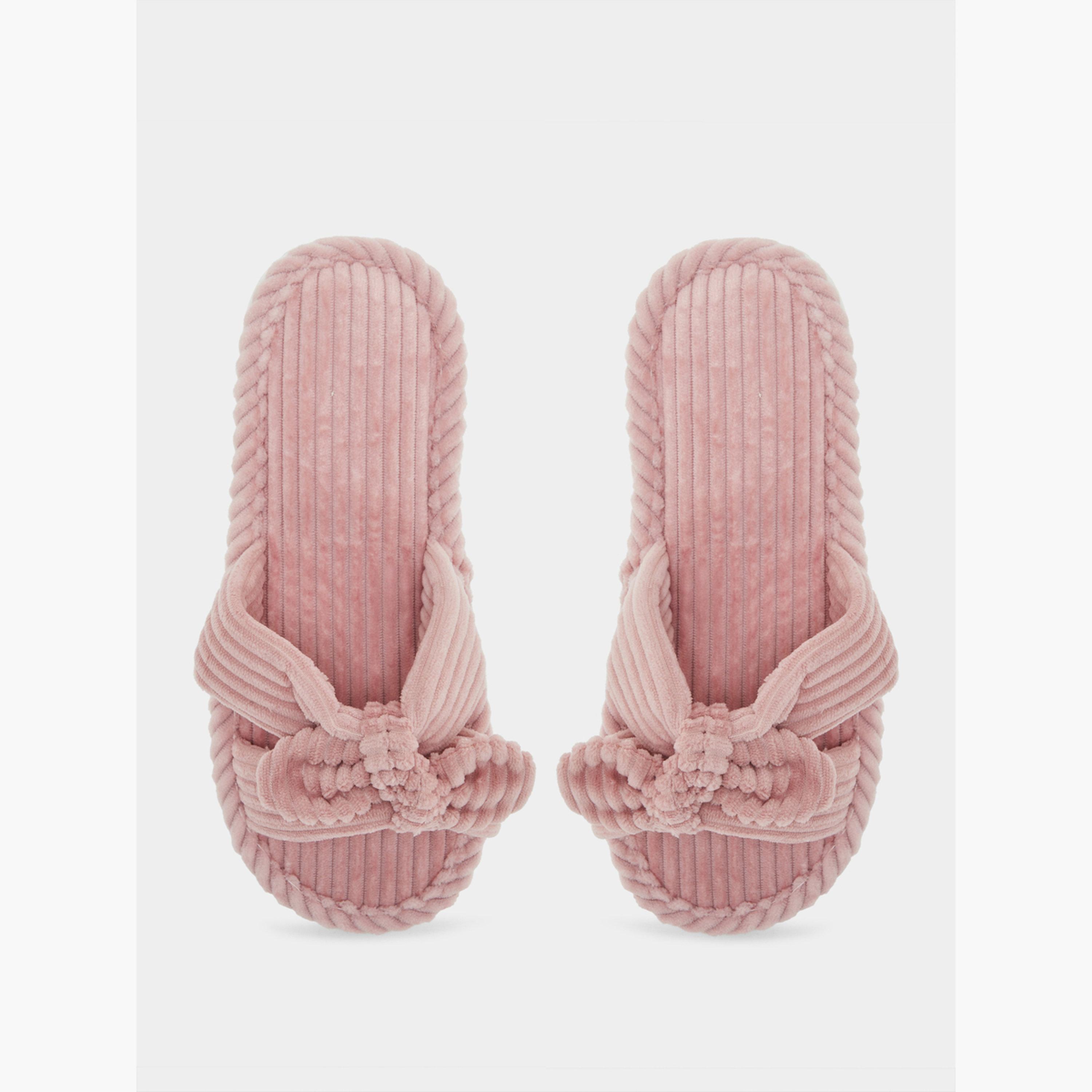 شبشب غرفة نوم كوردروي بتفاصيل فيونكة-women-shoes-bedroomslippers-image-3