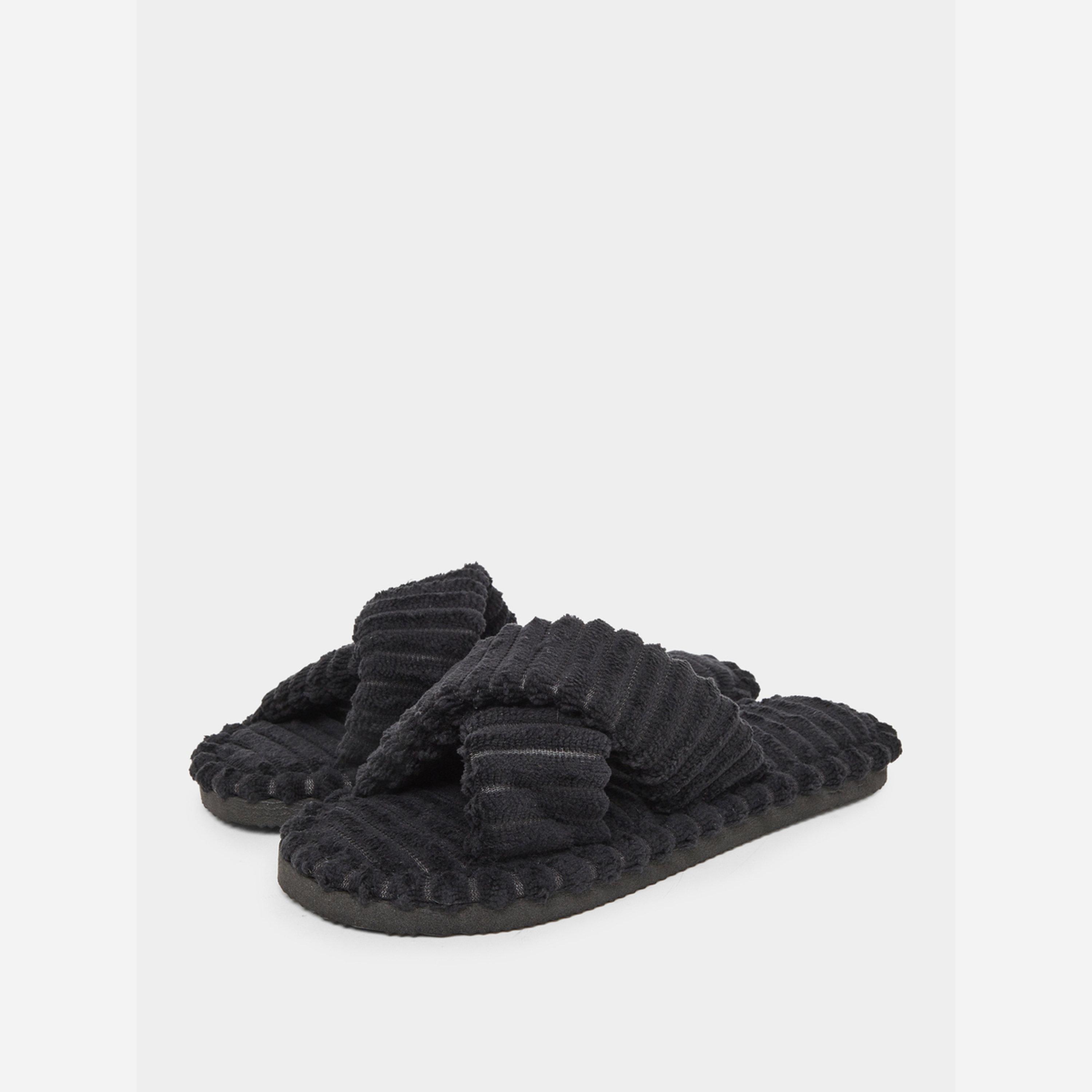 Styli Women Black Crisscross Bedroom Slippers-women-shoes-bedroomslippers-image-1