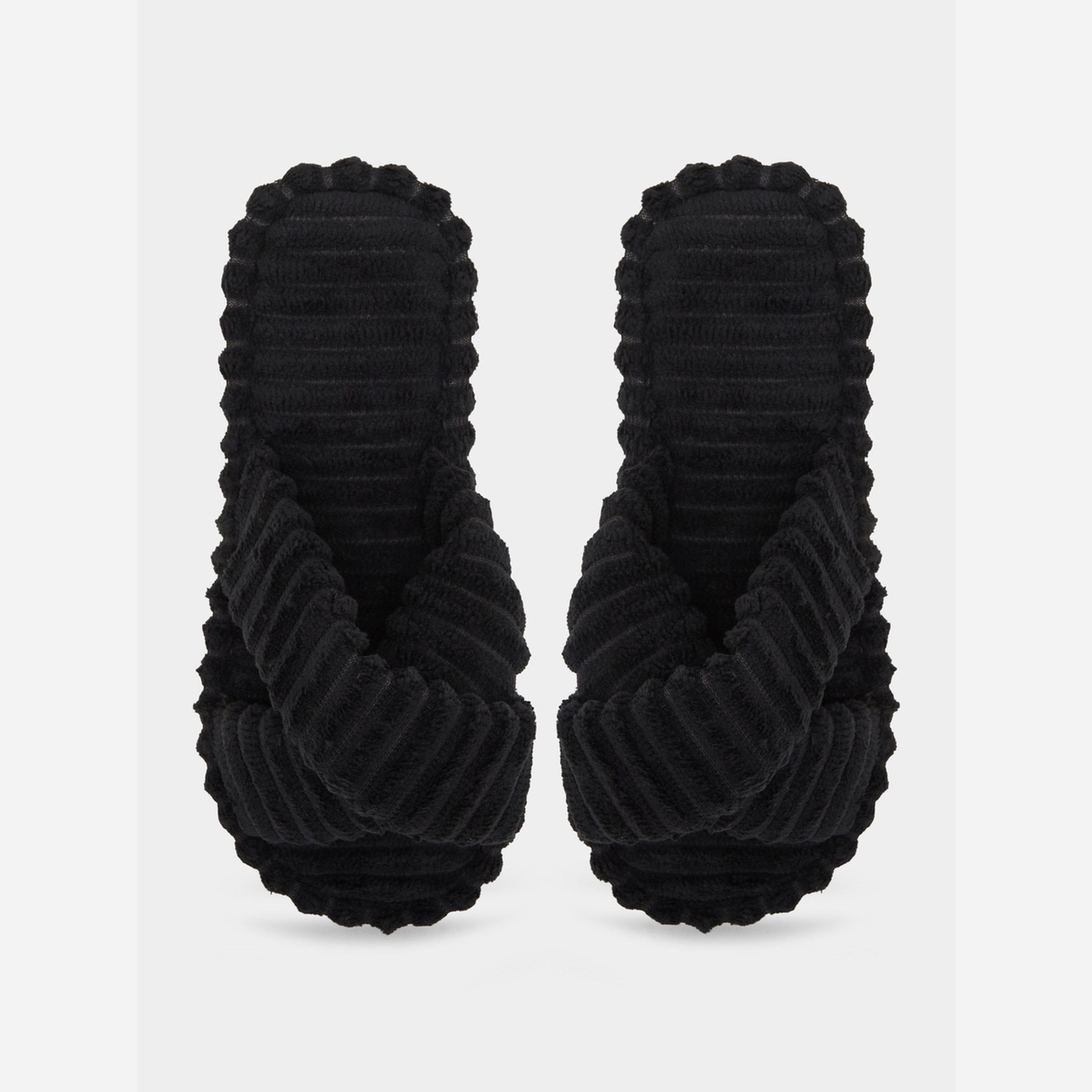 Styli Women Black Crisscross Bedroom Slippers-women-shoes-bedroomslippers-image-3