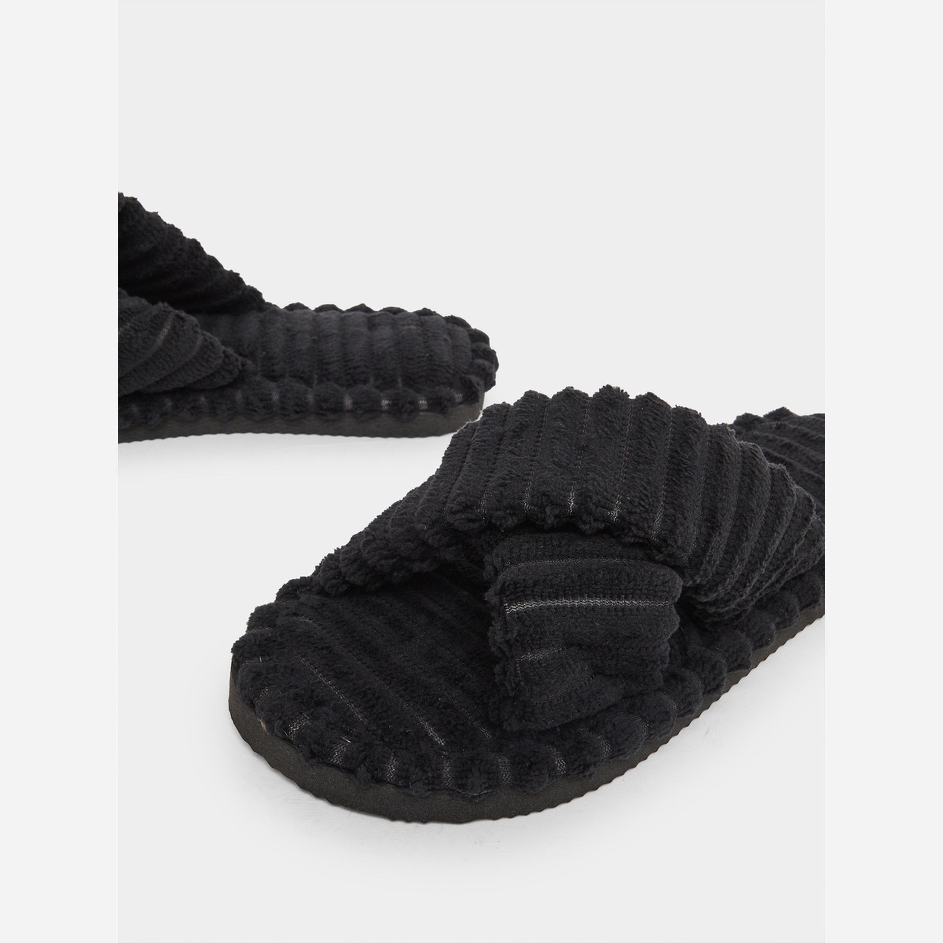 Styli Women Black Crisscross Bedroom Slippers-women-shoes-bedroomslippers-image-4