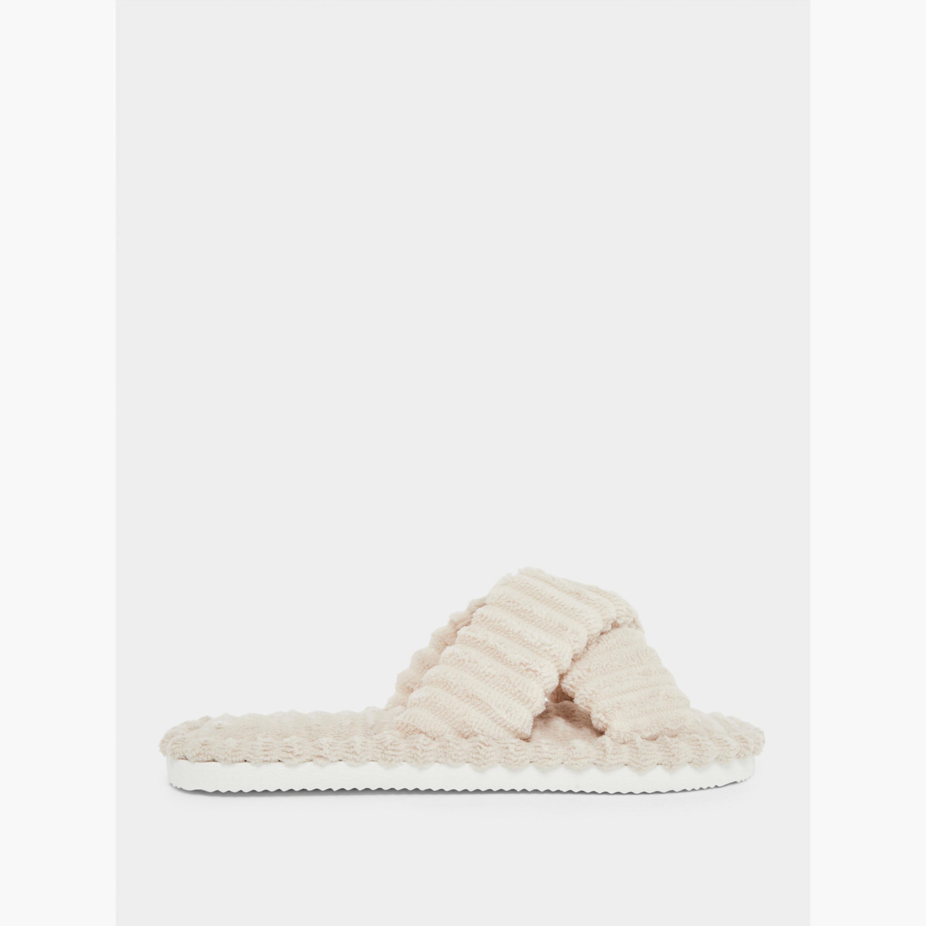 Styli Women Beige Crisscross Bedroom Slippers-women-shoes-bedroomslippers-image-2