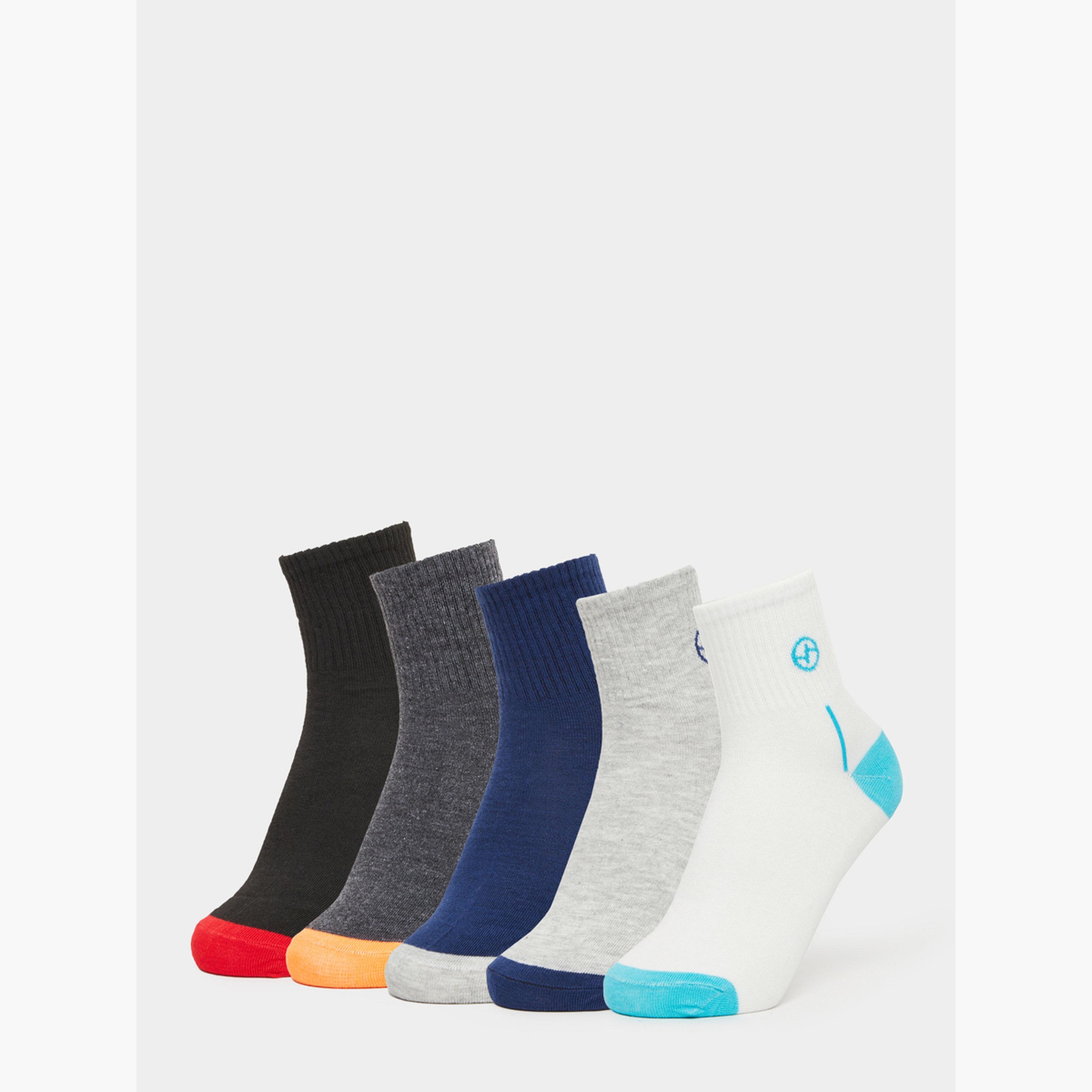 Styli Pack of 5 - Printed Detail Ribbed Cuff Crew Socks-men-socks-image-1
