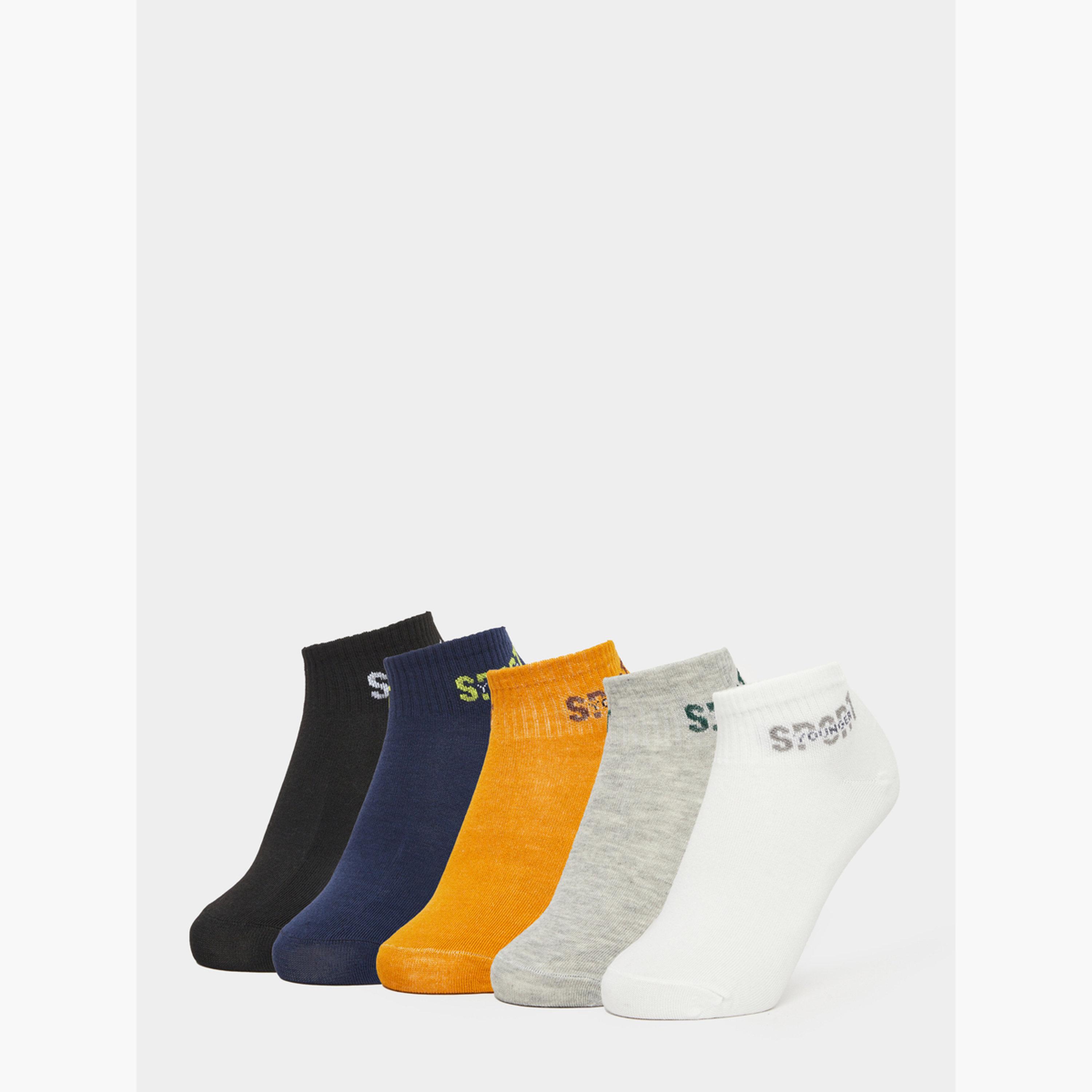 Styli Pack of 5 - Printed Detail Ribbed Cuff Ankle Socks-men-socks-image-1