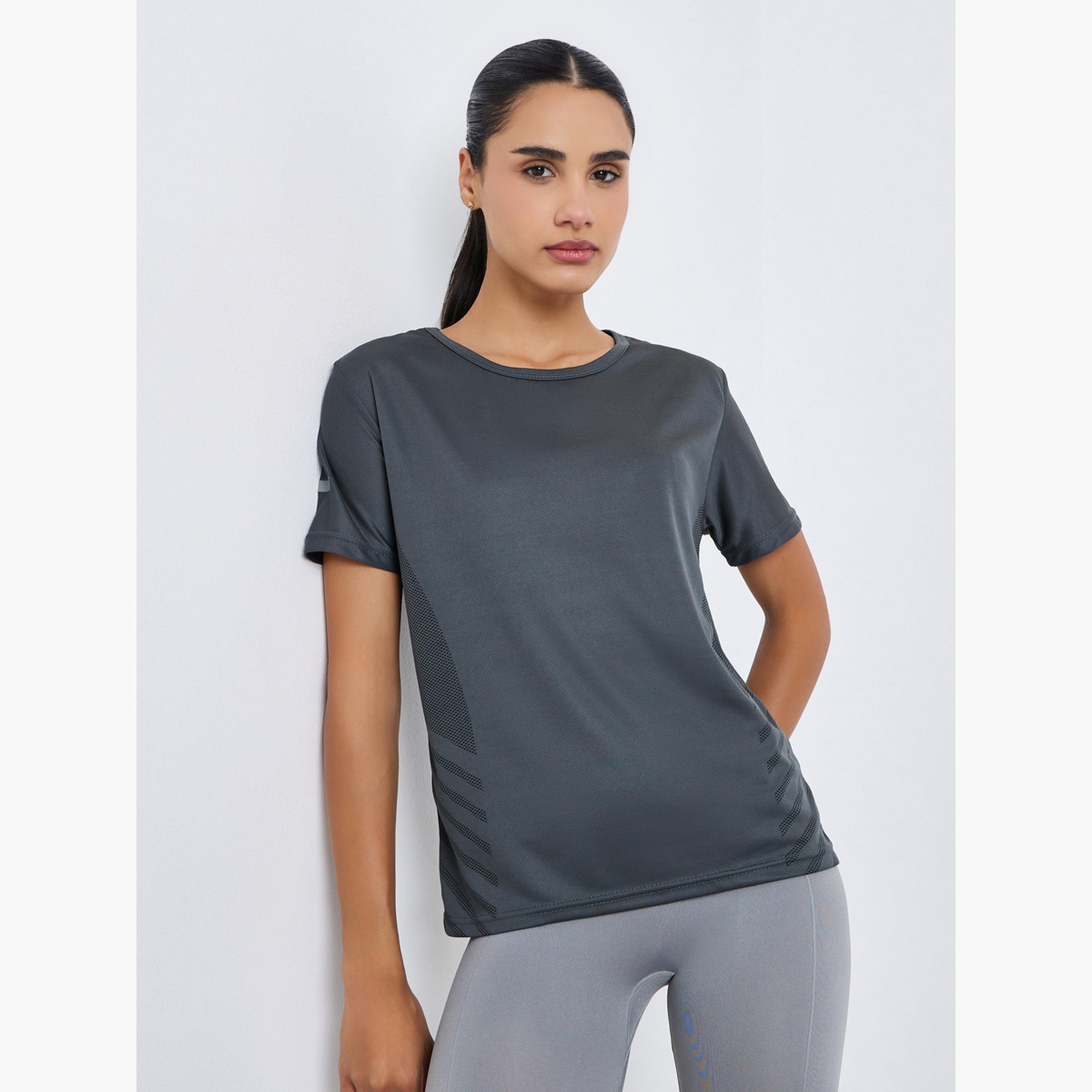 Styli Women Grey Reflective Print Top-women-clothing-tshirts-image-1