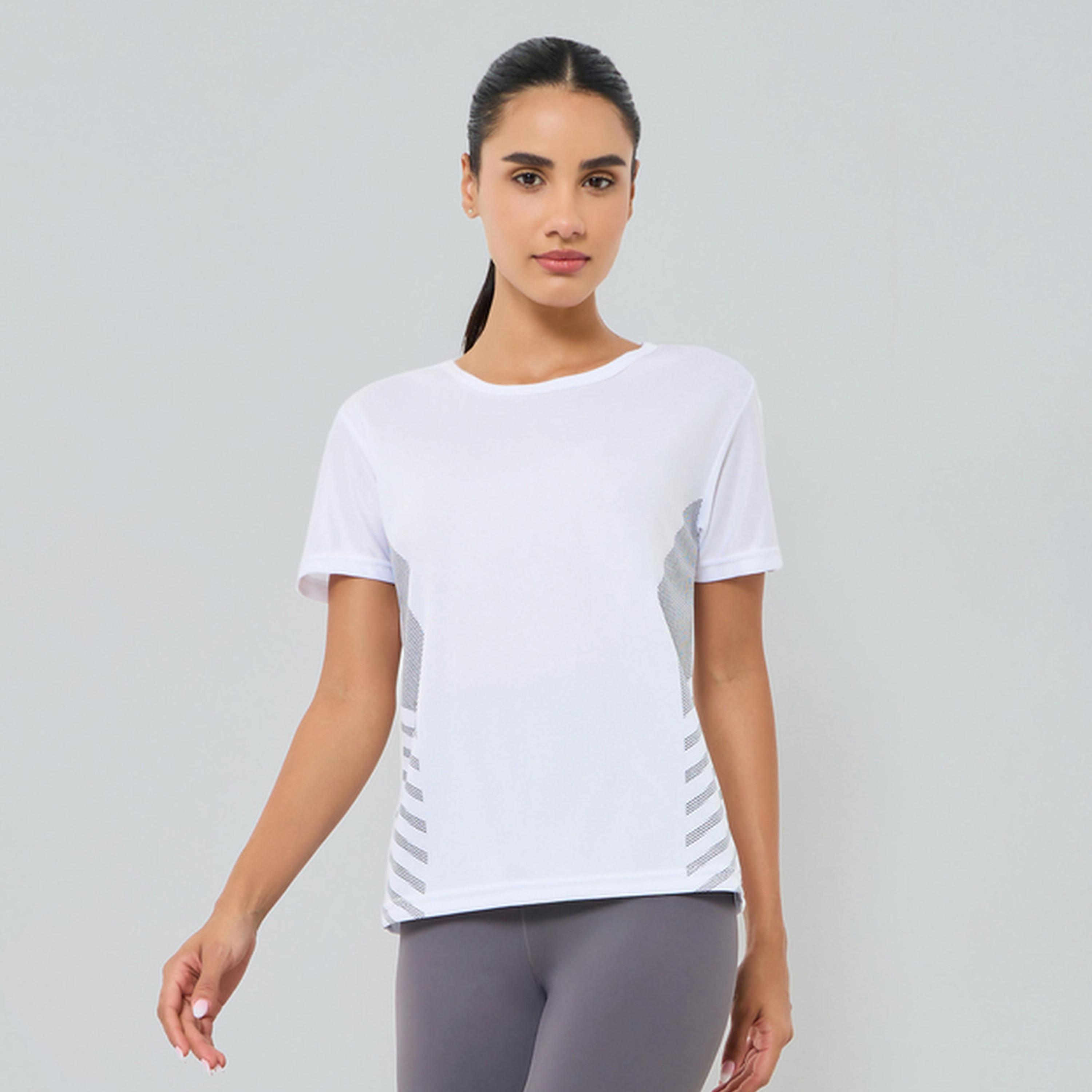 Styli Women Reflective Stripe Short Sleeve Top-sports-women-clothing-tshirtsandvests-image-1