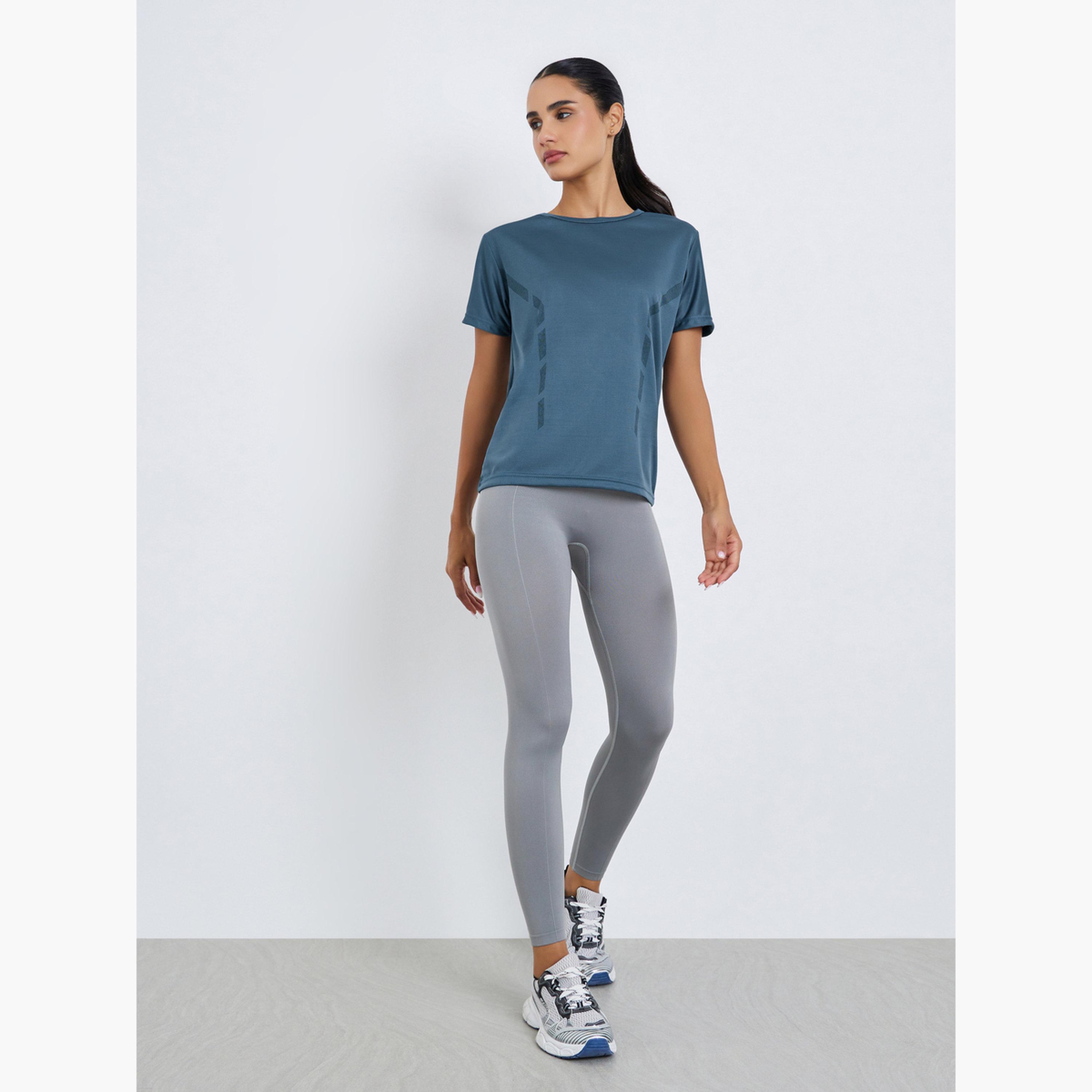 Styli Women Textured Reflective Striped Top-women-clothing-tshirts-image-2