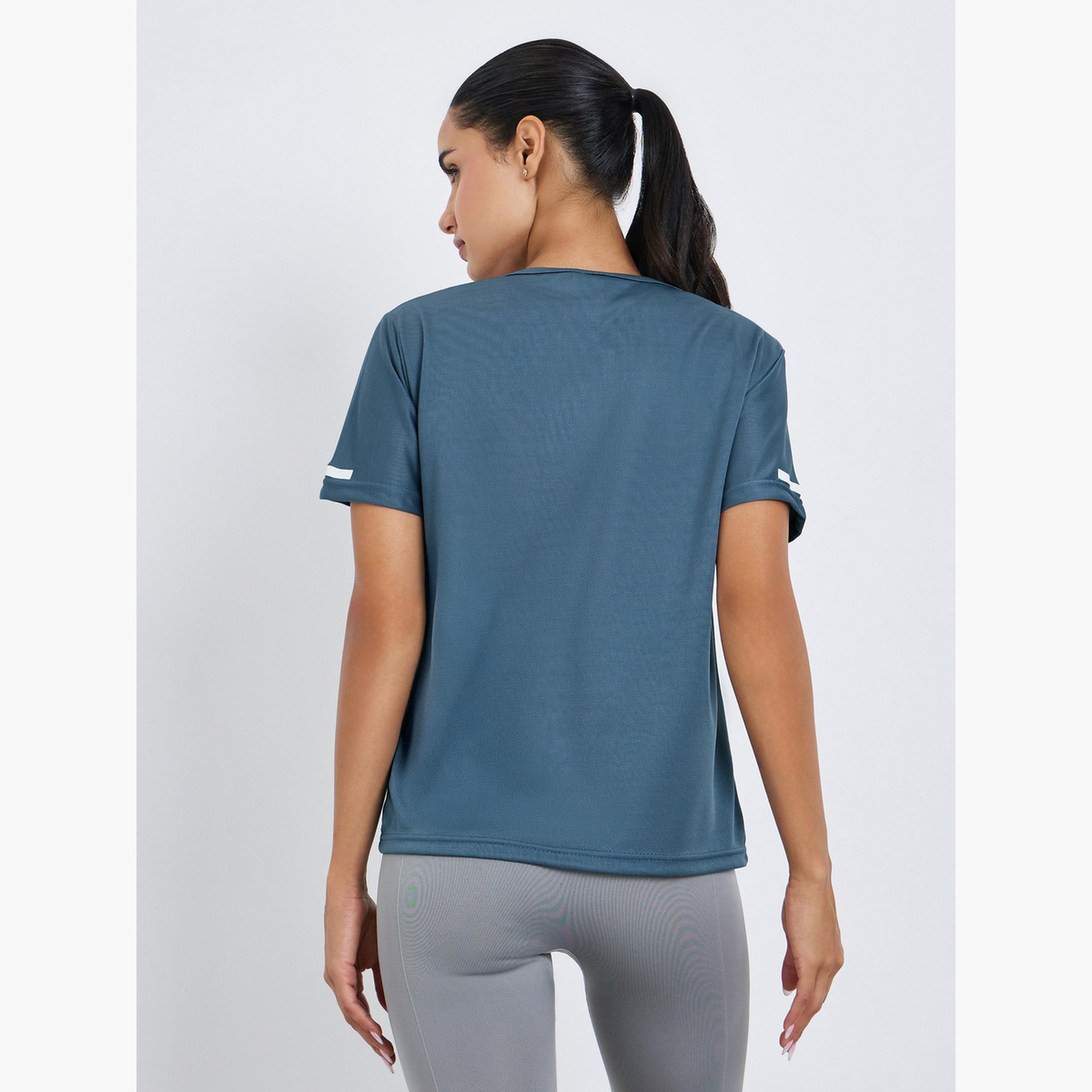 Styli Women Textured Reflective Striped Top-women-clothing-tshirts-image-5