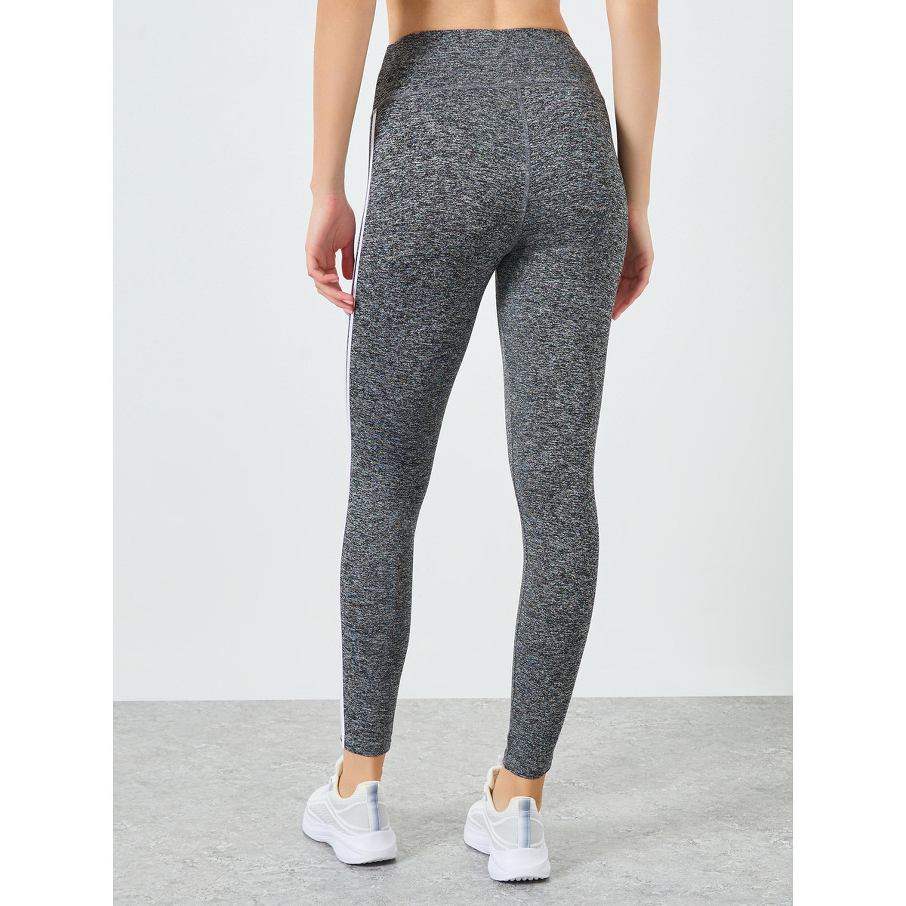 Styli Women Grey Melange Dual Stripes Leggings-sports-women-clothing-joggersandtrackpants-image-4
