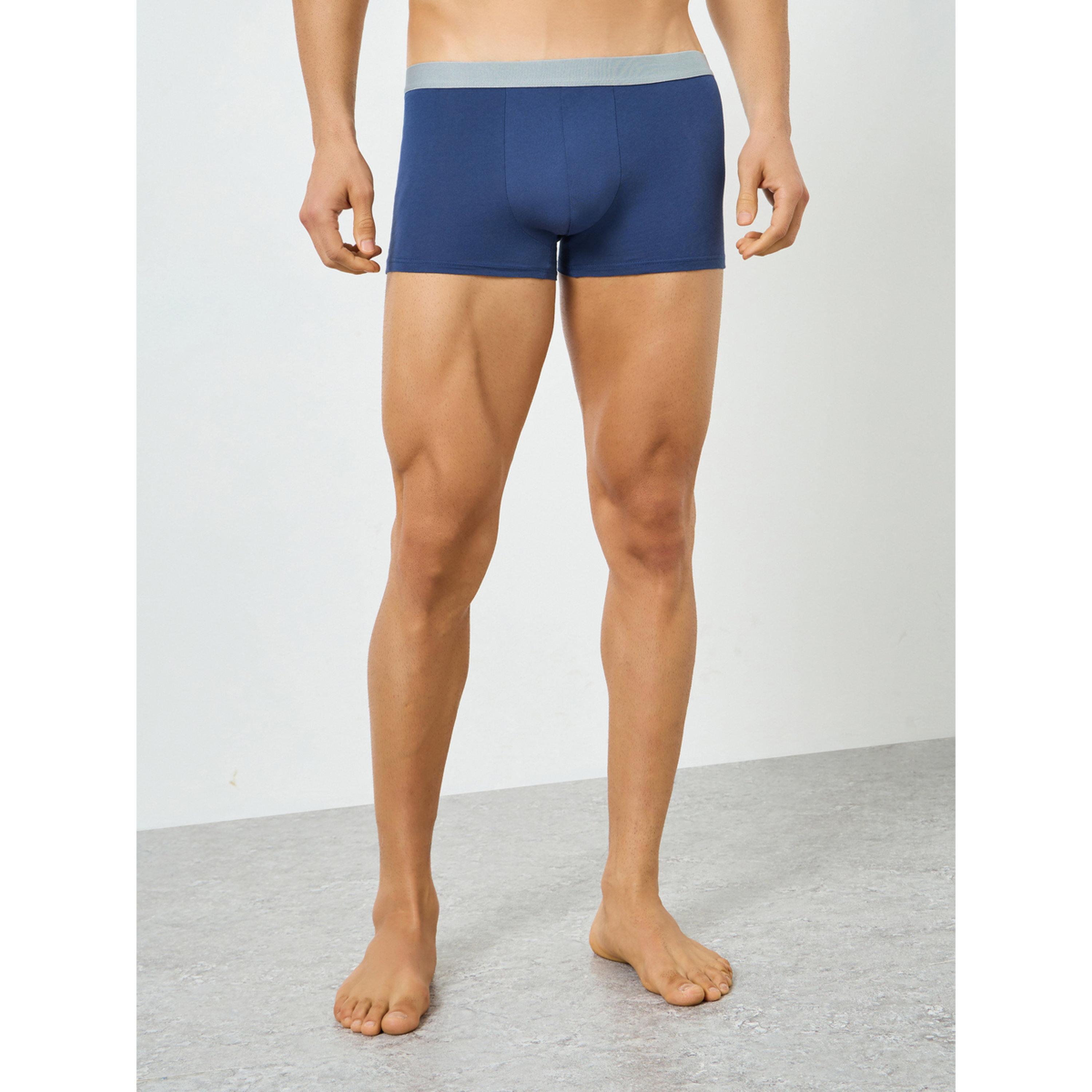 Styli Men Navy Blue Solid Cotton Trunks-men-clothing-innerwear-underwear-image-1