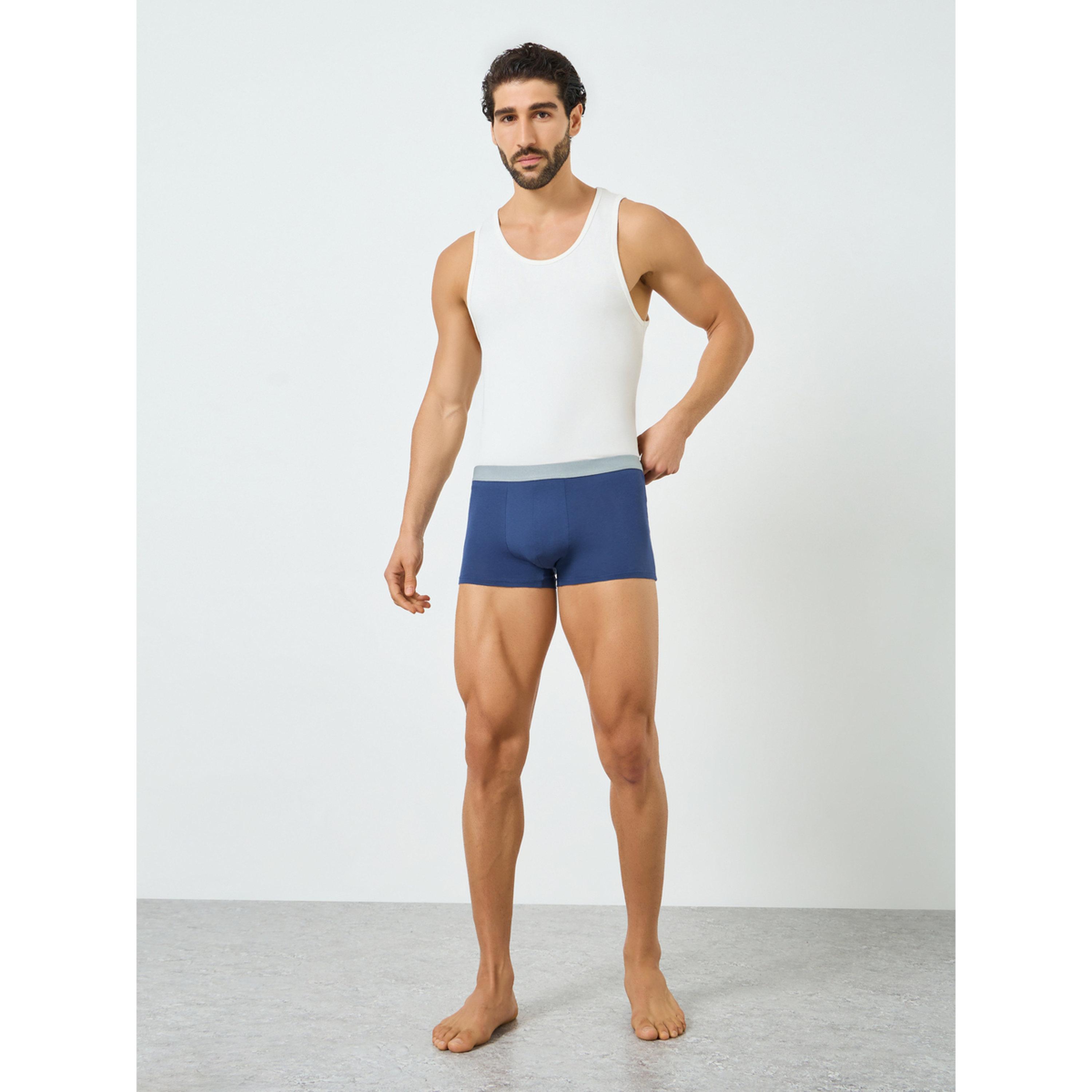 Styli Men Navy Blue Solid Cotton Trunks-men-clothing-innerwear-underwear-image-2