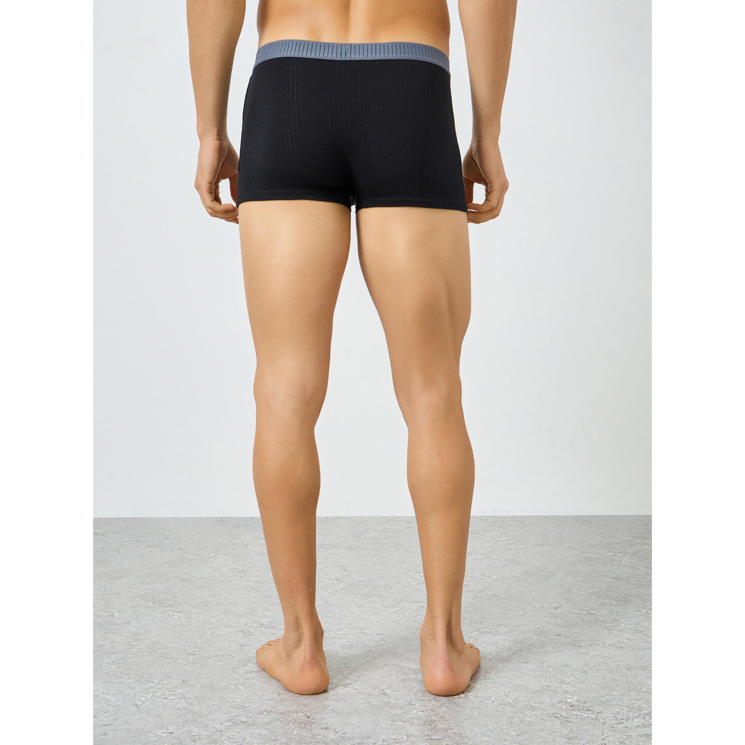 Styli Men Black Cotton Ribbed Trunks-men-clothing-innerwear-underwear-image-4