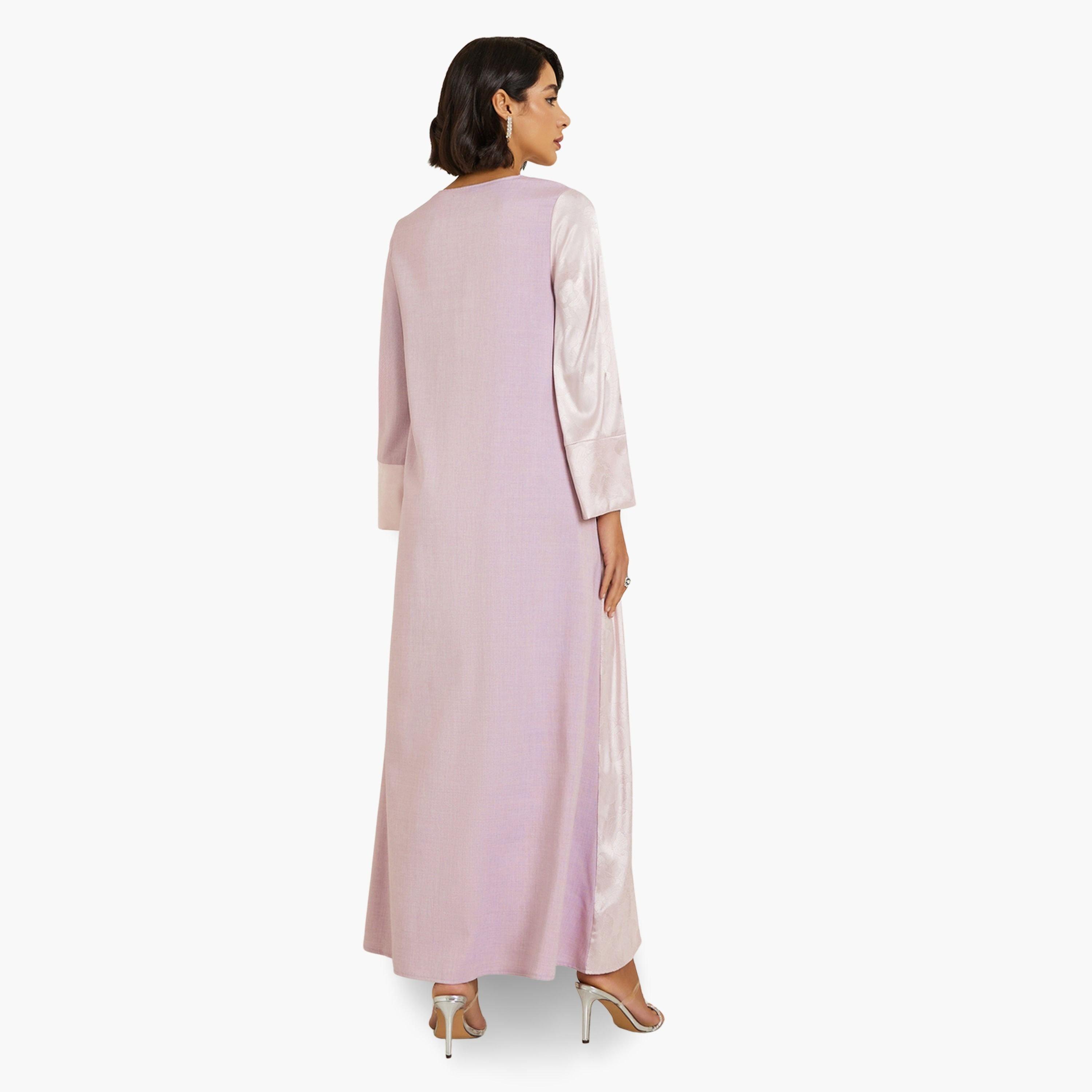 Styli Women Satin Jacquard Jalabiya-women-arabicclothing-jalabiyas-image-5