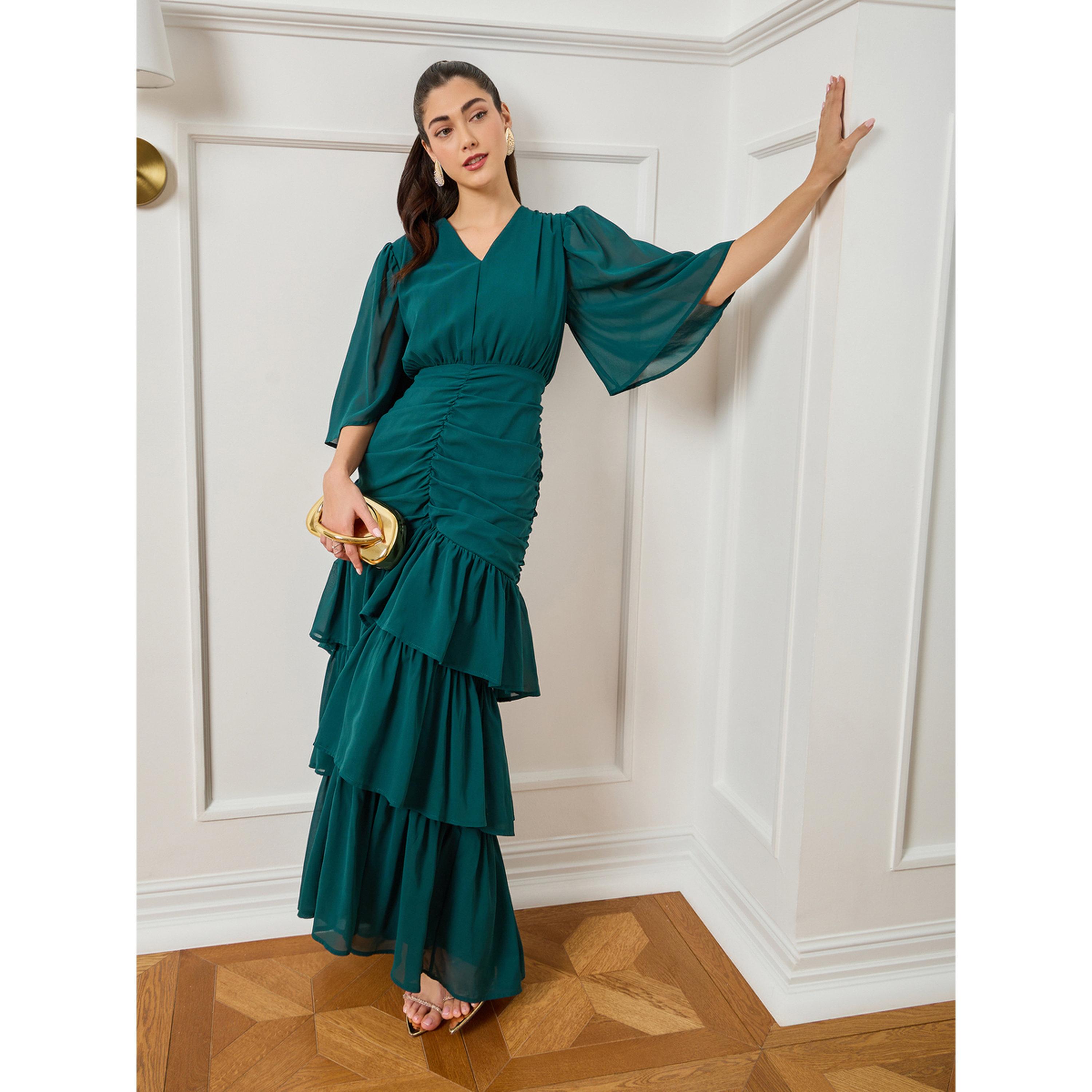 فستان طويل طبقات مزموم لون-women-clothing-dresses-image-3