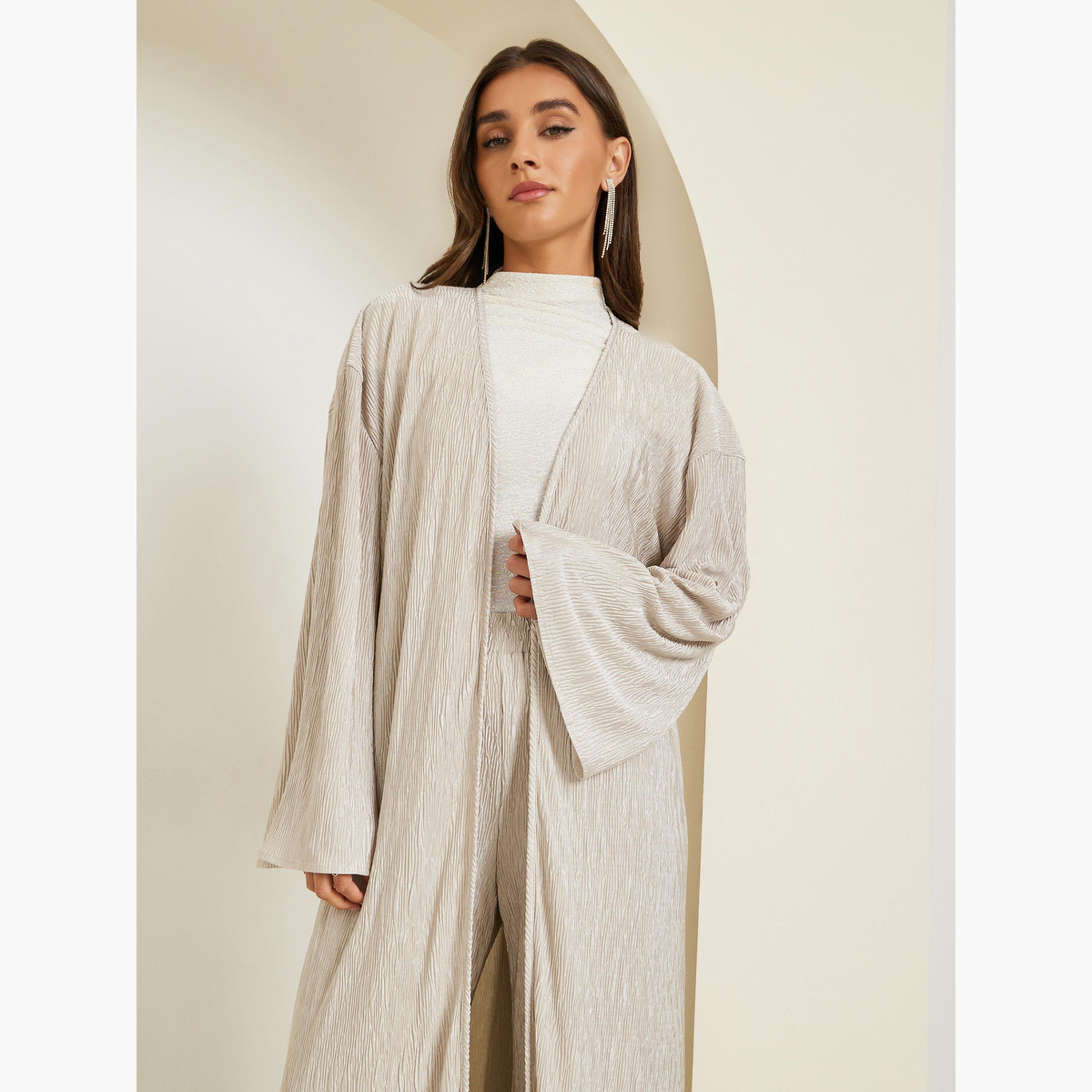 Styli Women Regular Fit Plisse Maxi Kimono-women-winterwear-coatsandjackets-jackets-image-3