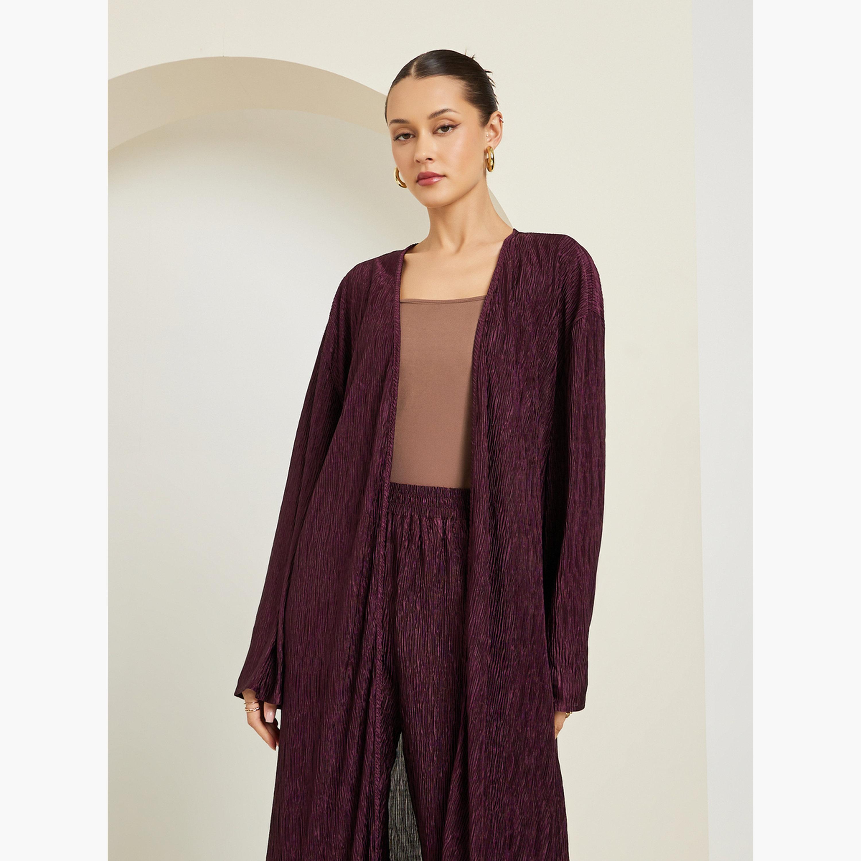 Styli Women Regular Fit Plisse Maxi Kimono-women-winterwear-coatsandjackets-jackets-image-3