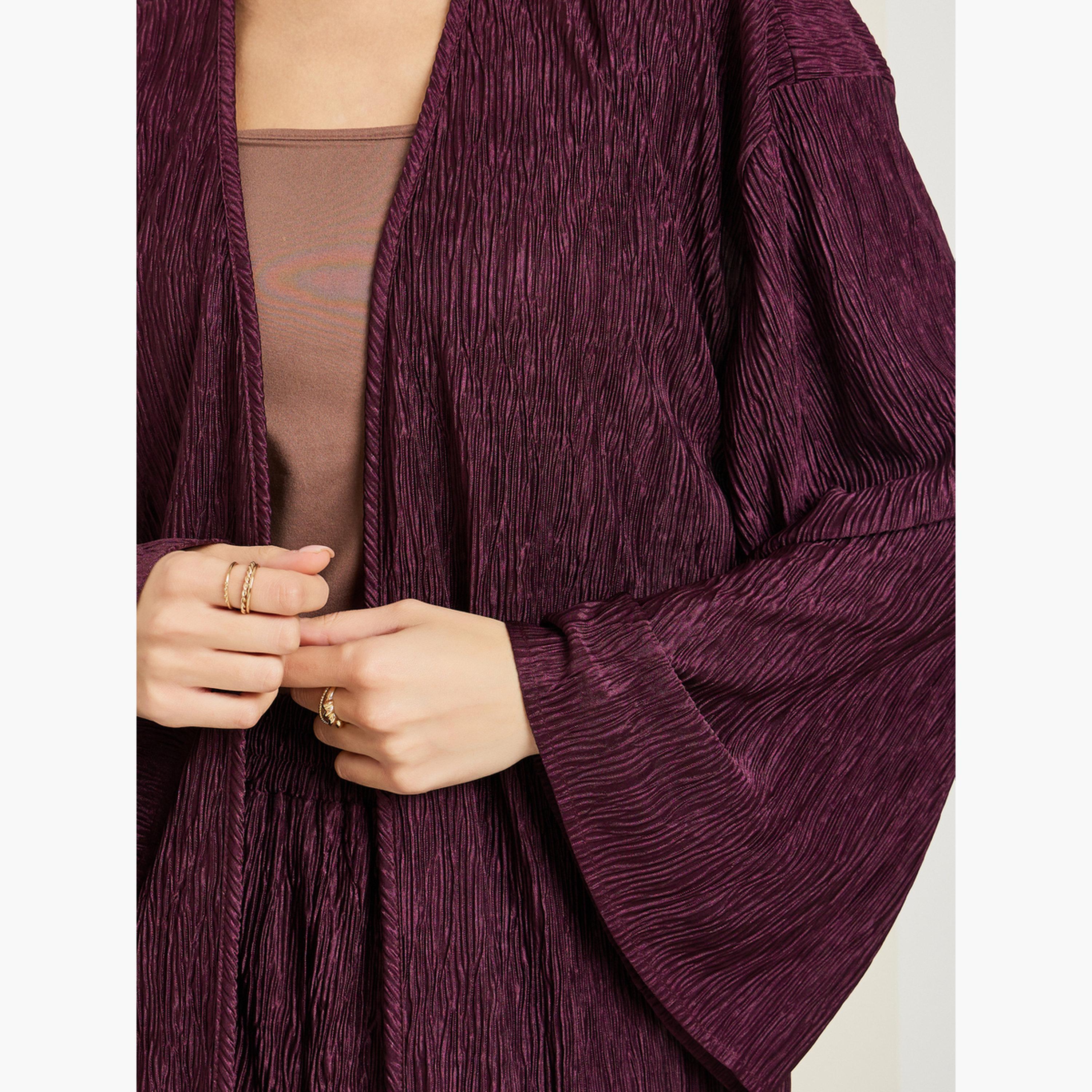 Styli Women Regular Fit Plisse Maxi Kimono-women-winterwear-coatsandjackets-jackets-image-4