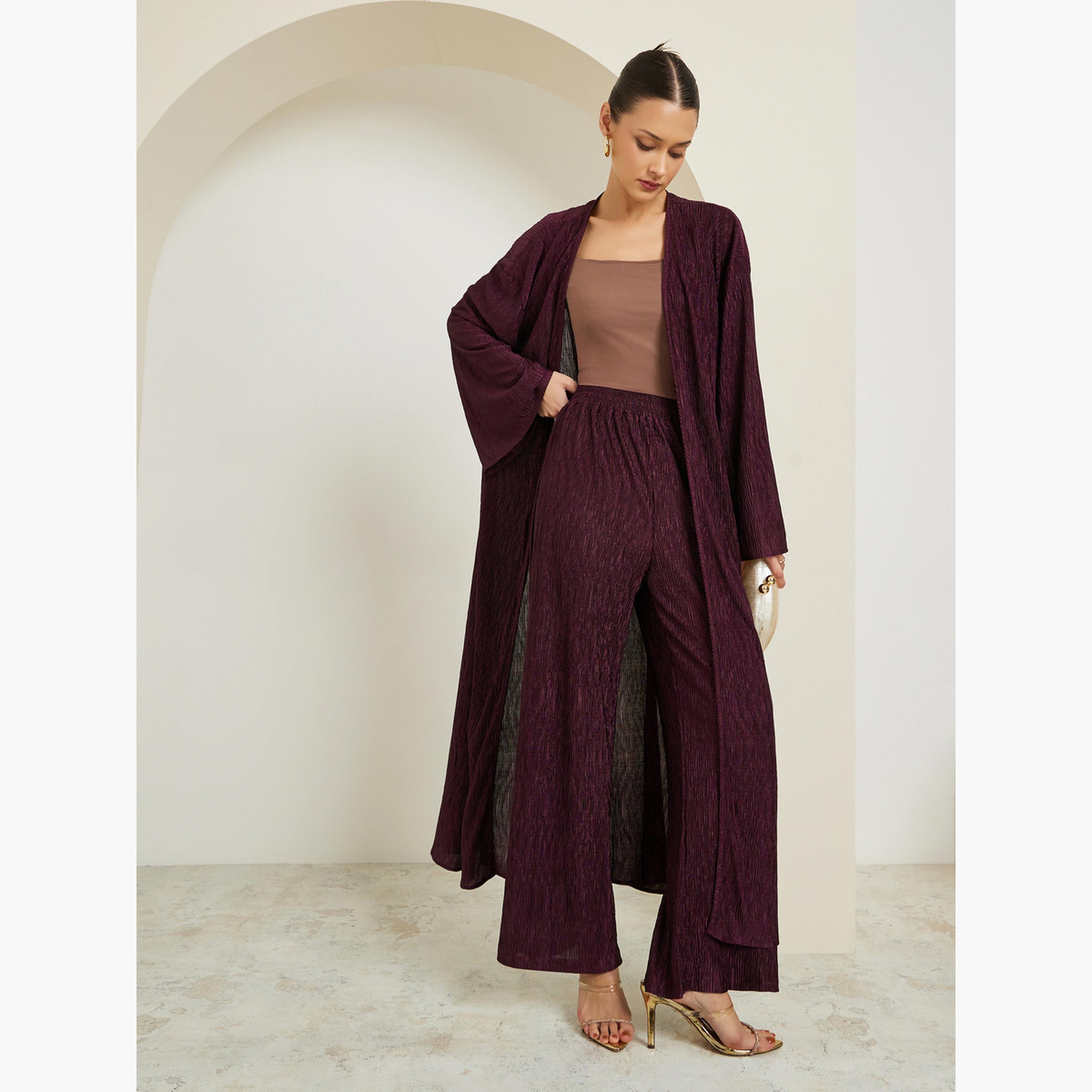 بنطال بأرجل واسعة وتفاصيل بارزة الملمس-women-clothing-bottoms-trousers-image-2