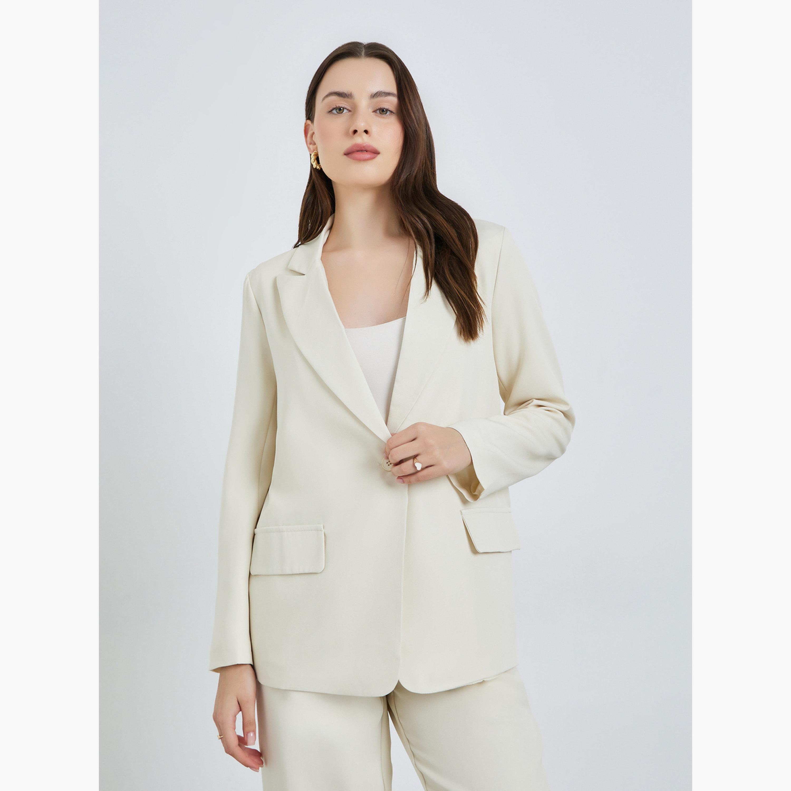 بليزر كريمي واسع بياقة مدببة-women-clothing-coatsandjackets-blazers-image-1