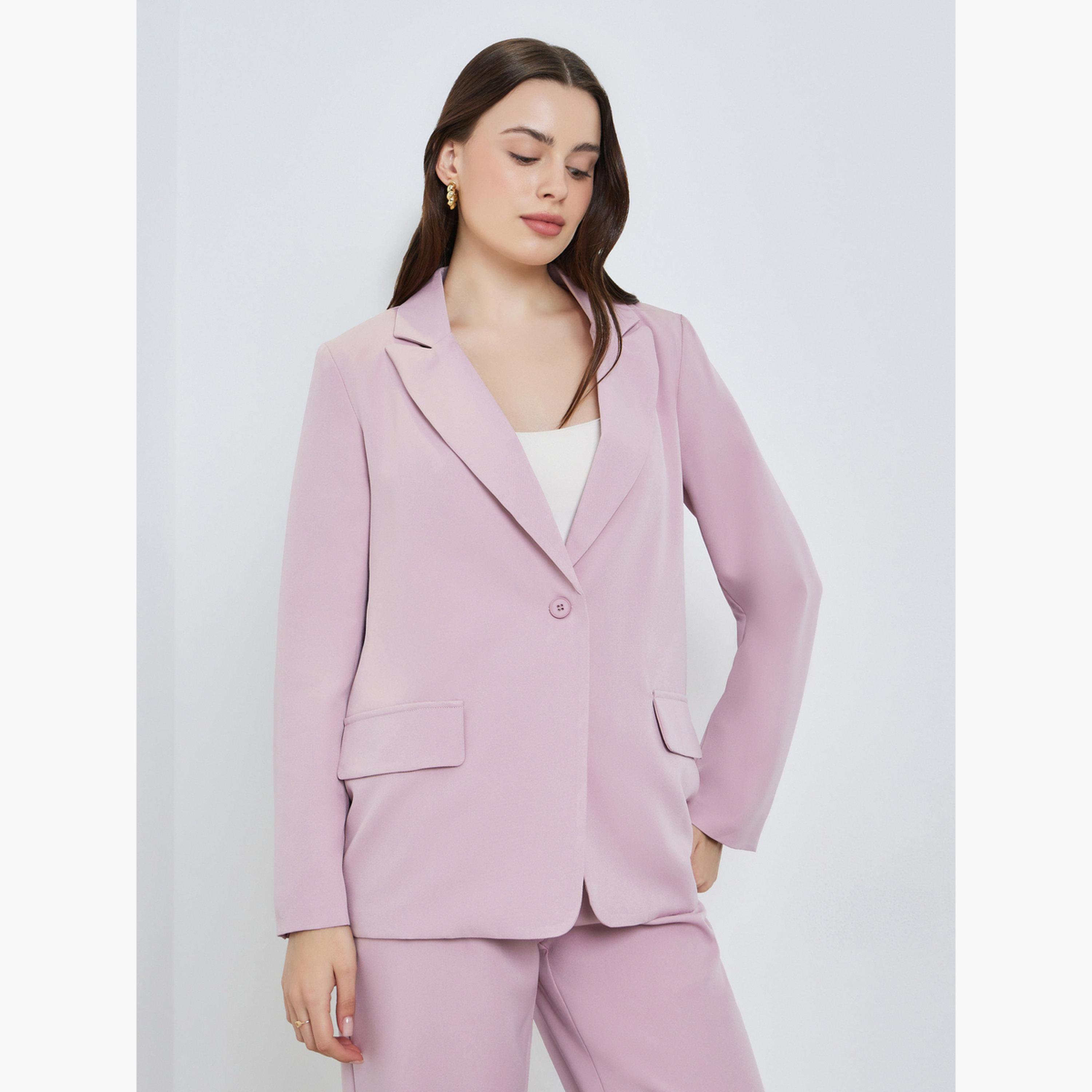 بليزر وردي واسع بياقة مدببة-women-clothing-coatsandjackets-blazers-image-1