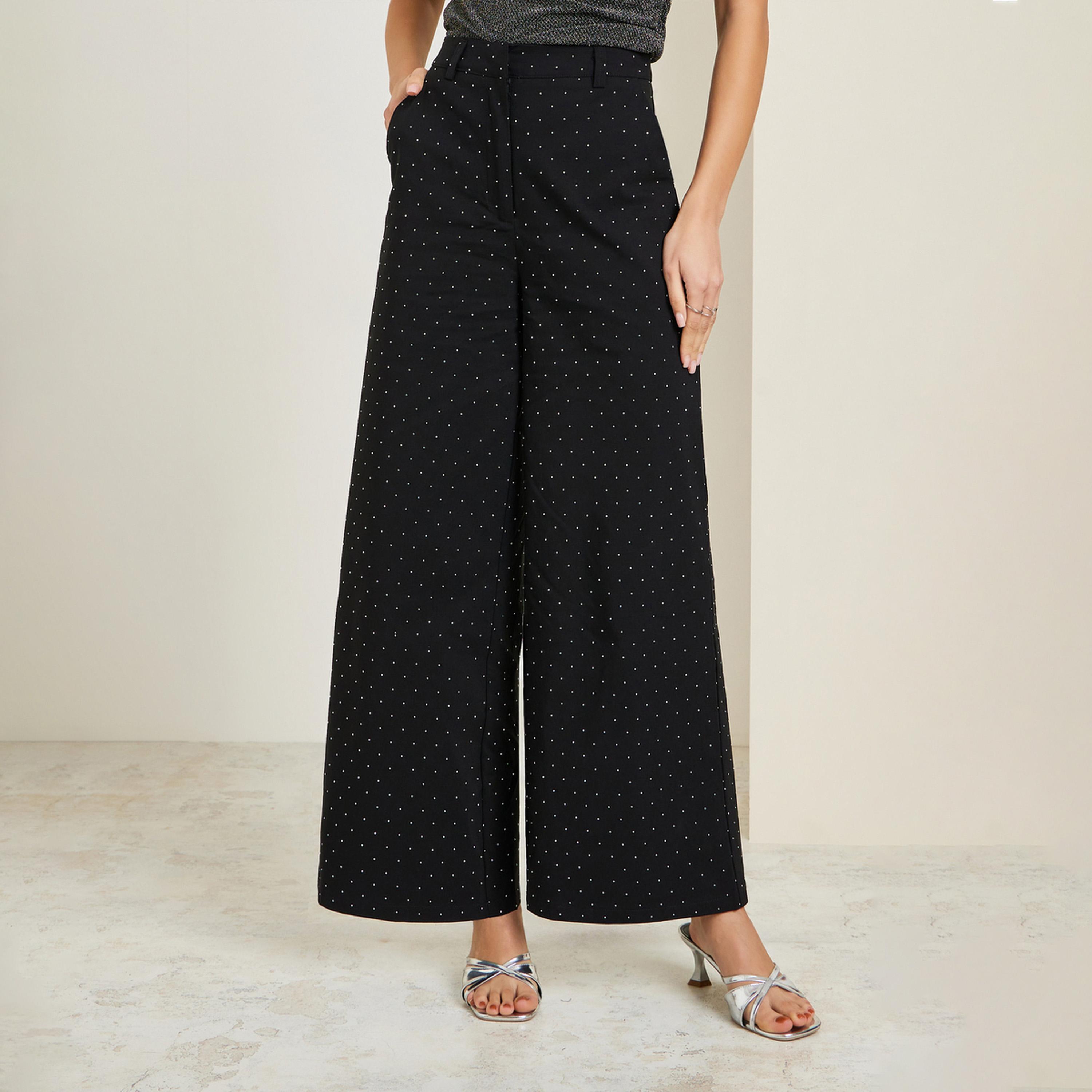 بنطال رسمي مزين بأرجل واسعة-women-clothing-bottoms-trousers-image-1