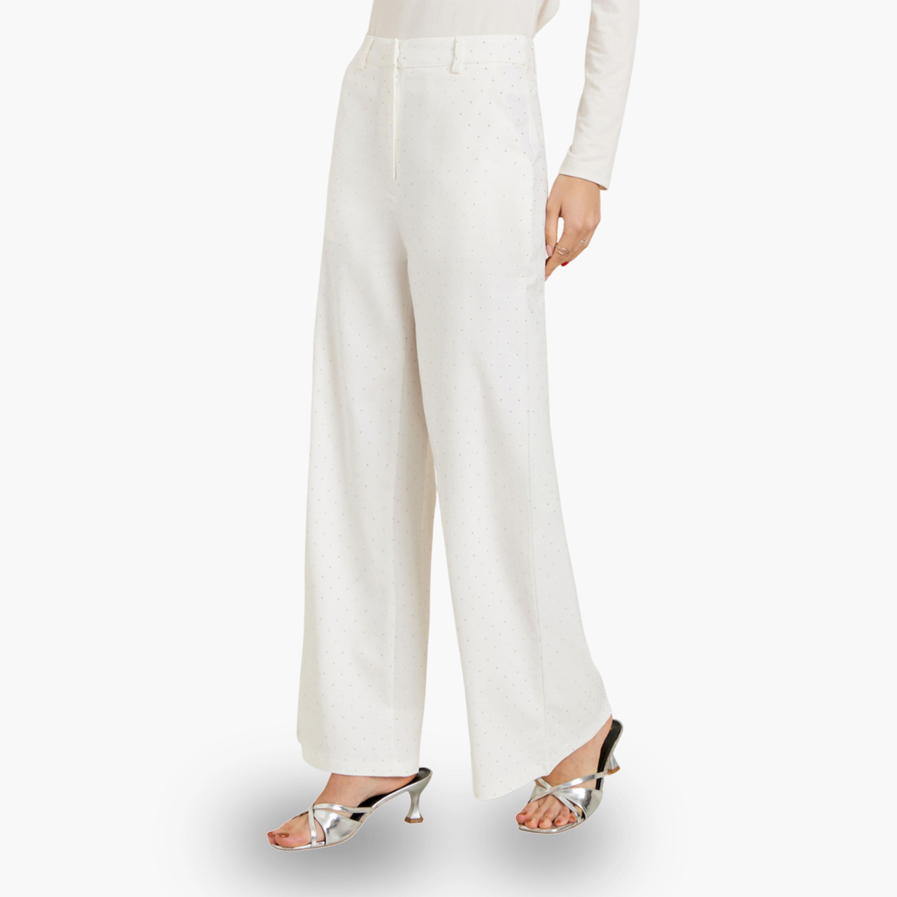 بنطال رسمي مزين بأرجل واسعة-women-clothing-bottoms-trousers-image-1