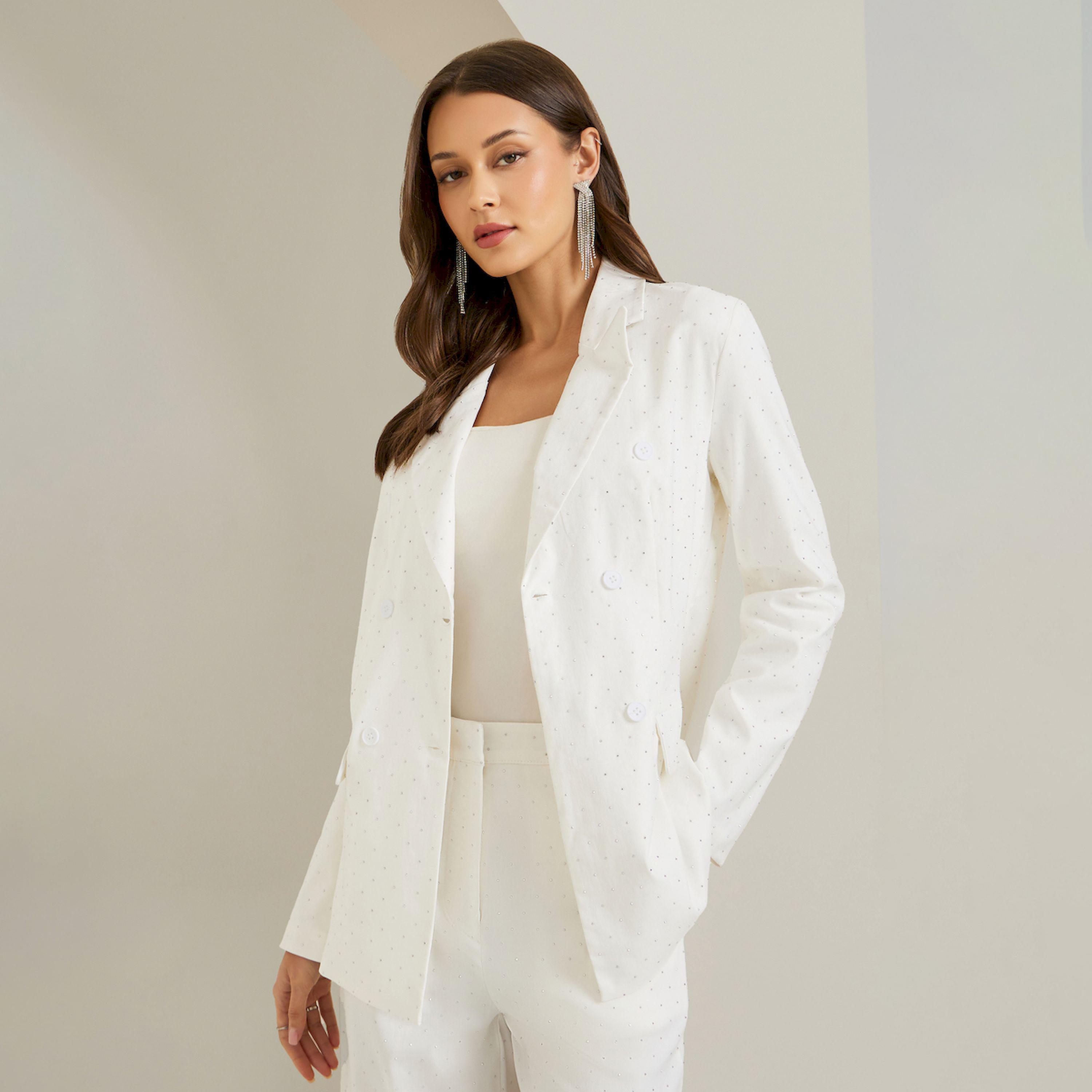 Styli Off White Regular Fit Embellished Blazer-women-clothing-coatsandjackets-blazers-image-1