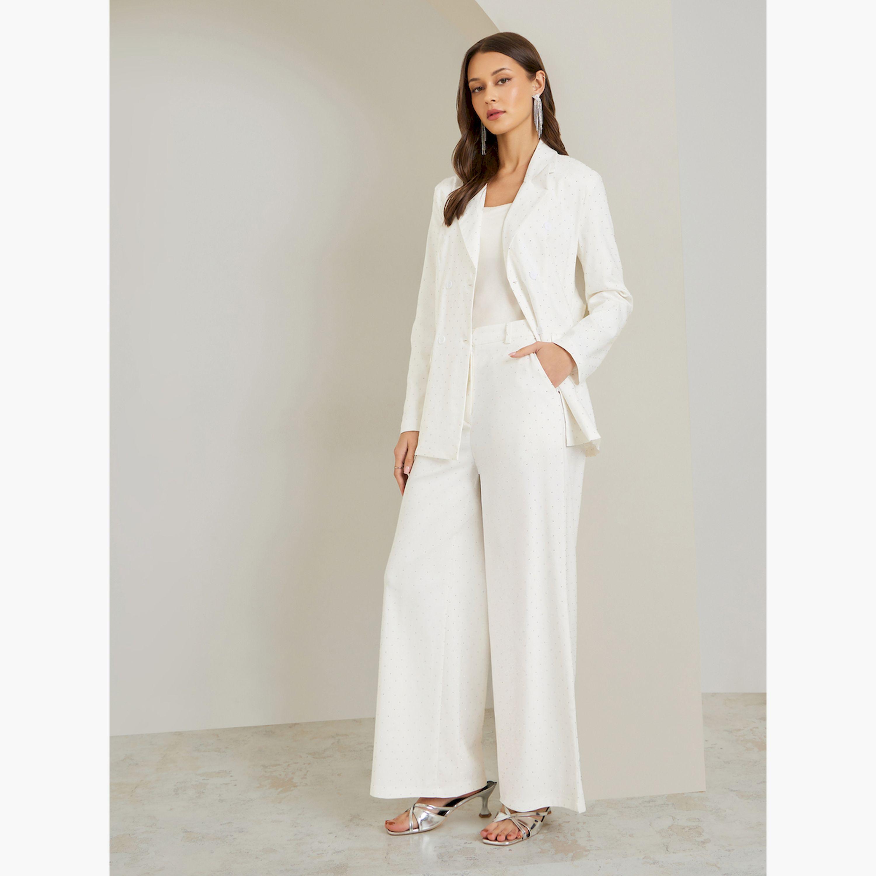 Styli Off White Regular Fit Embellished Blazer-women-clothing-coatsandjackets-blazers-image-2