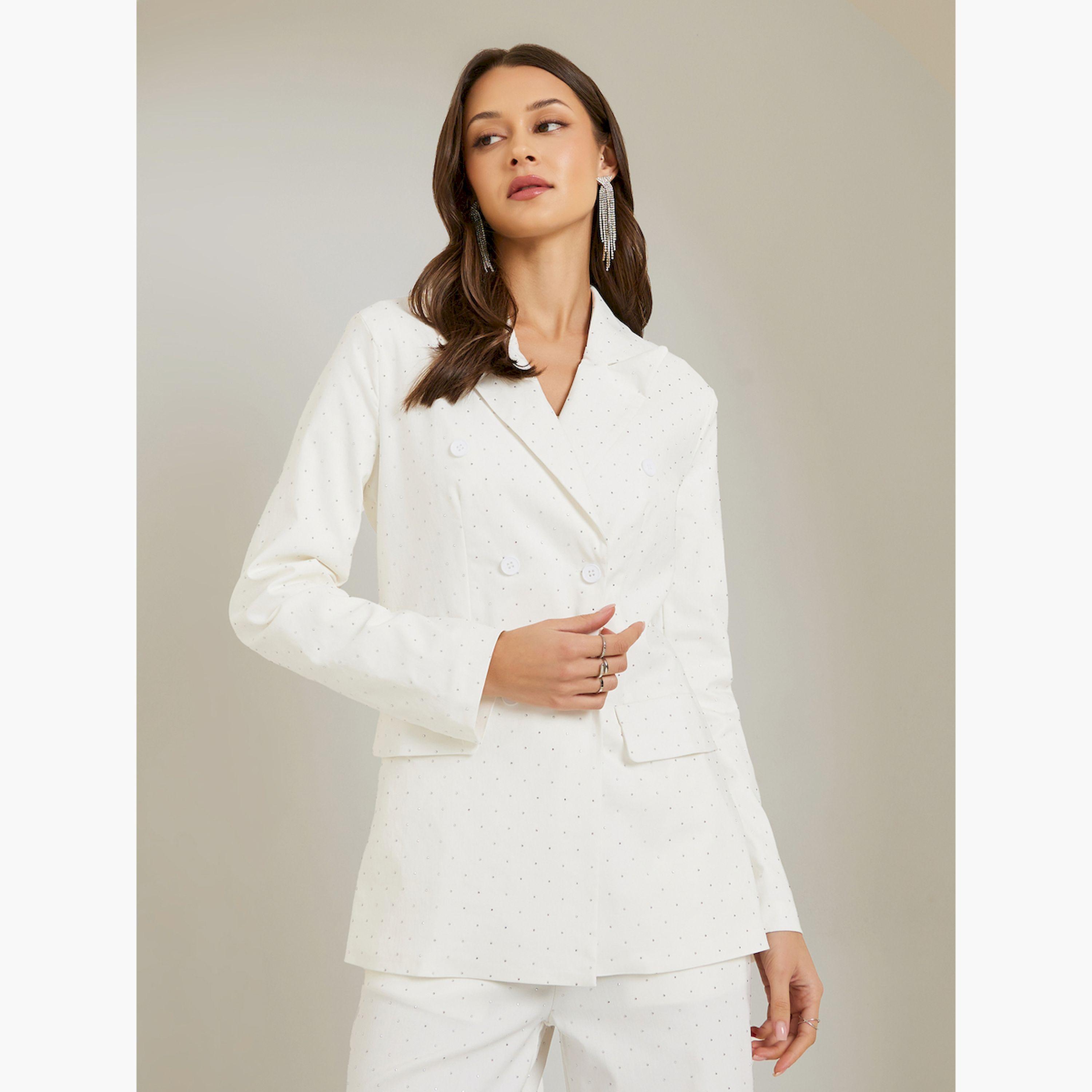 Styli Off White Regular Fit Embellished Blazer-women-clothing-coatsandjackets-blazers-image-3