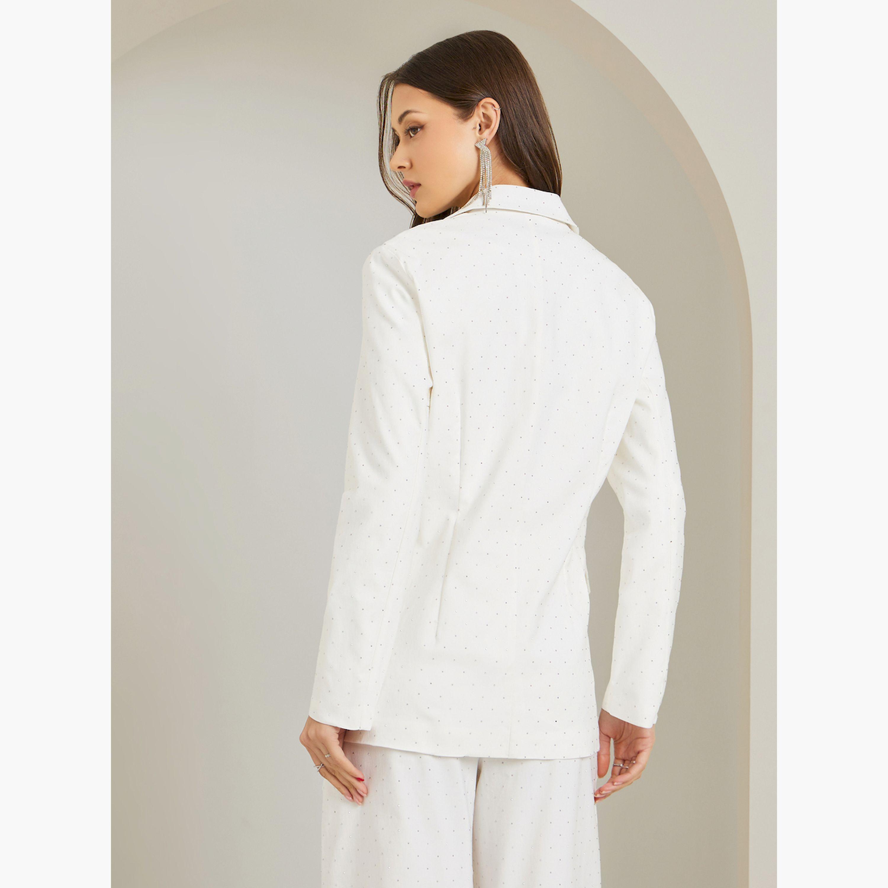 Styli Off White Regular Fit Embellished Blazer-women-clothing-coatsandjackets-blazers-image-4