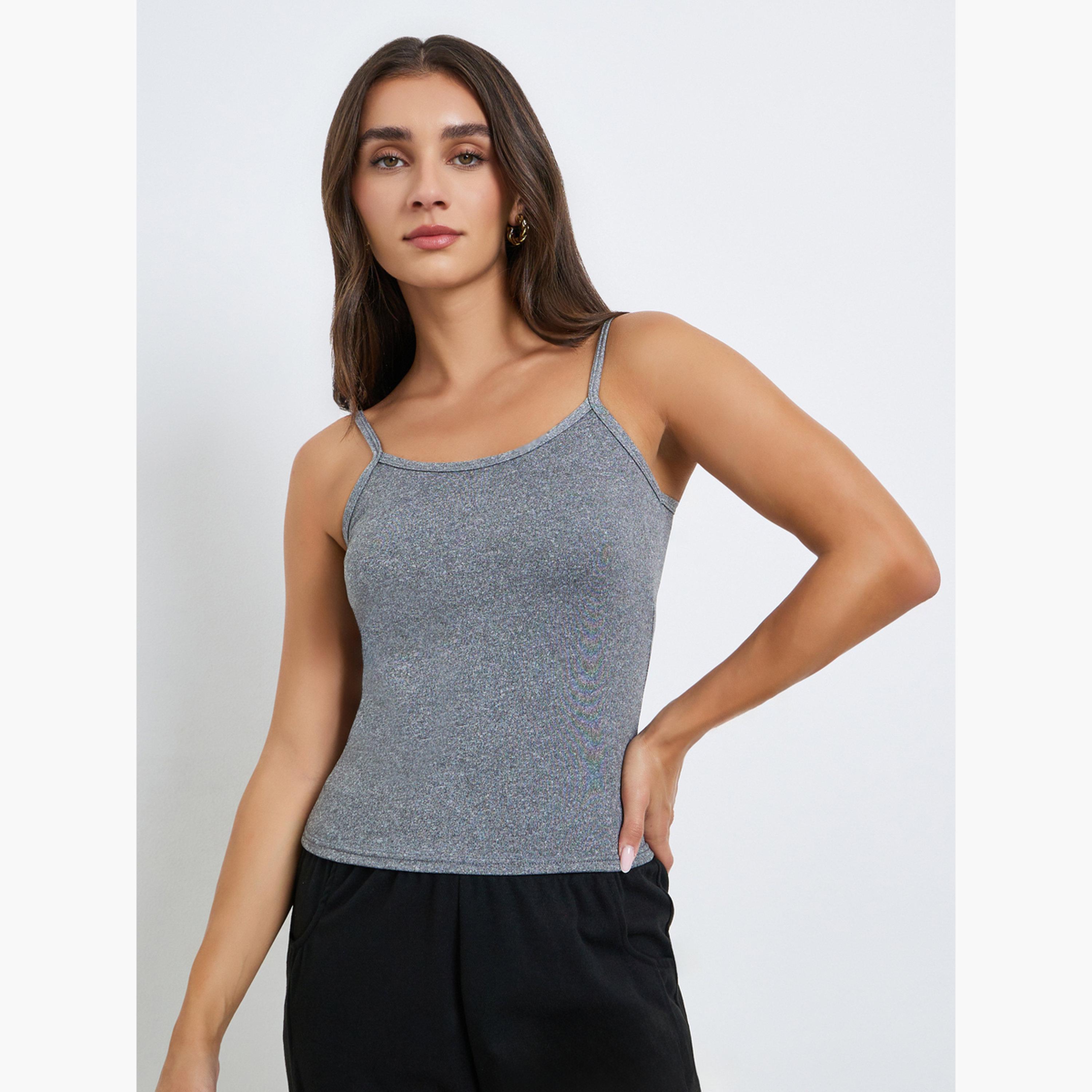بلوزة كامي ضيقة بياقة سكوب سادة-women-clothing-tshirts-image-1