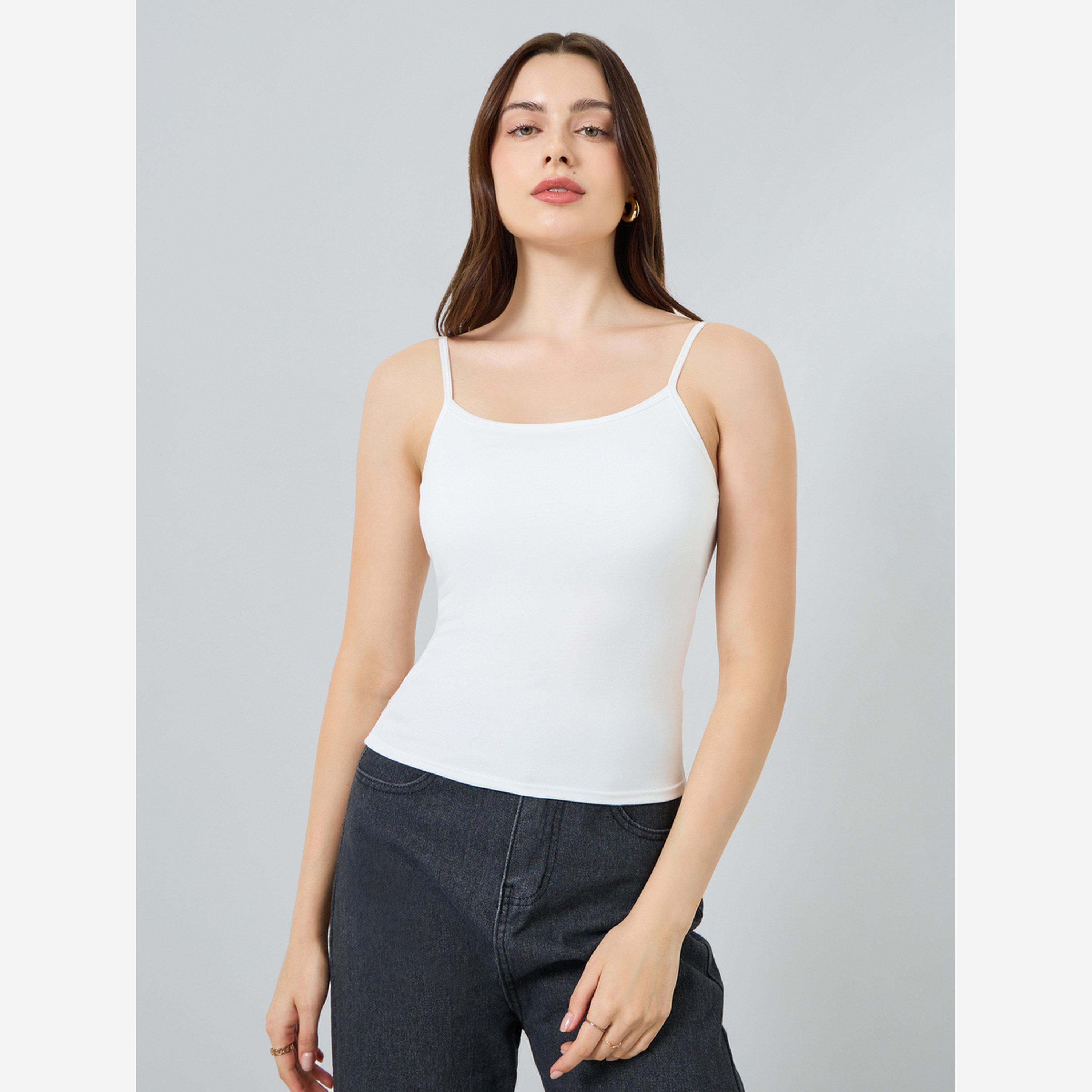 ستايلي - قميص داخلي نسائي سادة ياقة دائرية ضيقة-women-clothing-tshirts-image-1