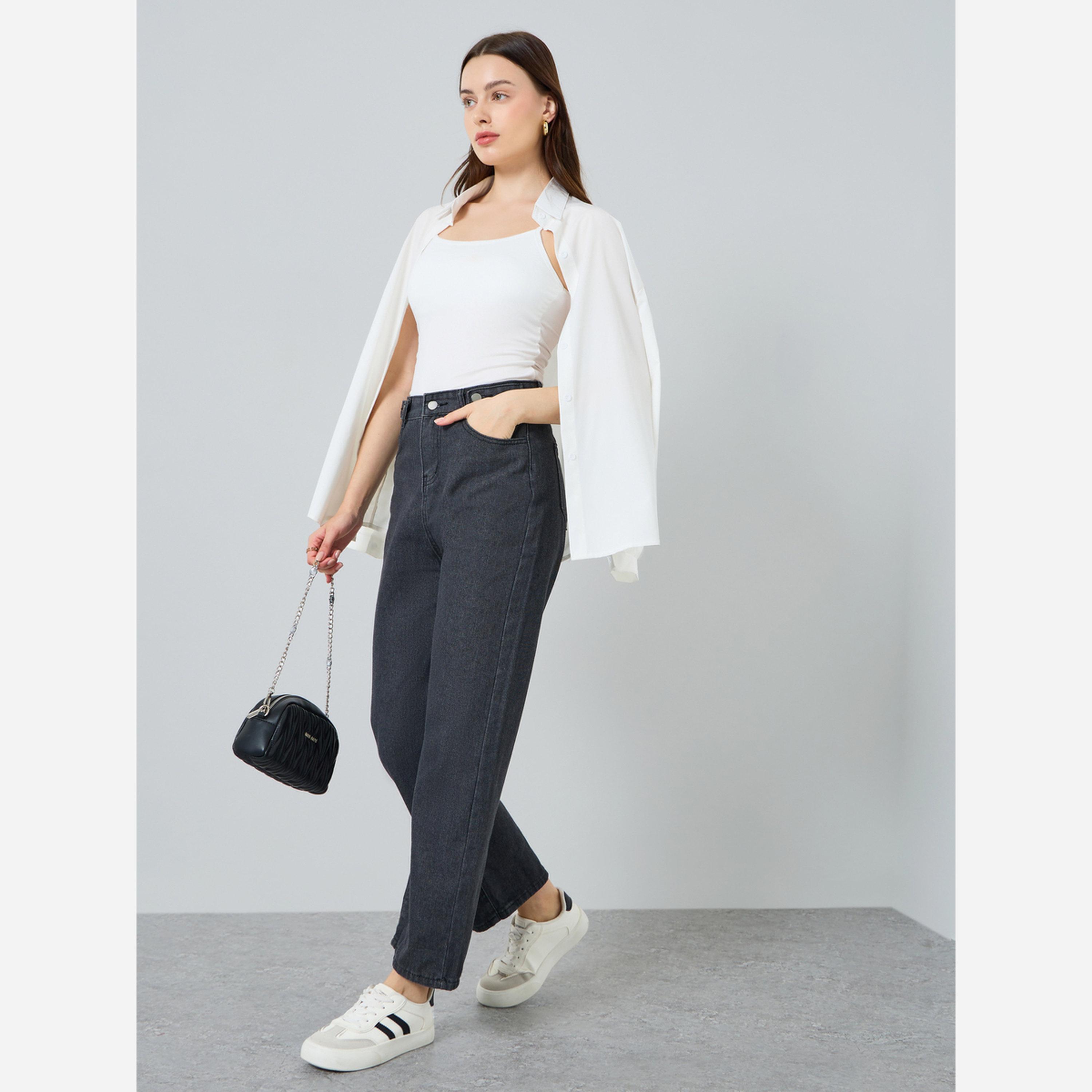 ستايلي - قميص داخلي نسائي سادة ياقة دائرية ضيقة-women-clothing-tshirts-image-2