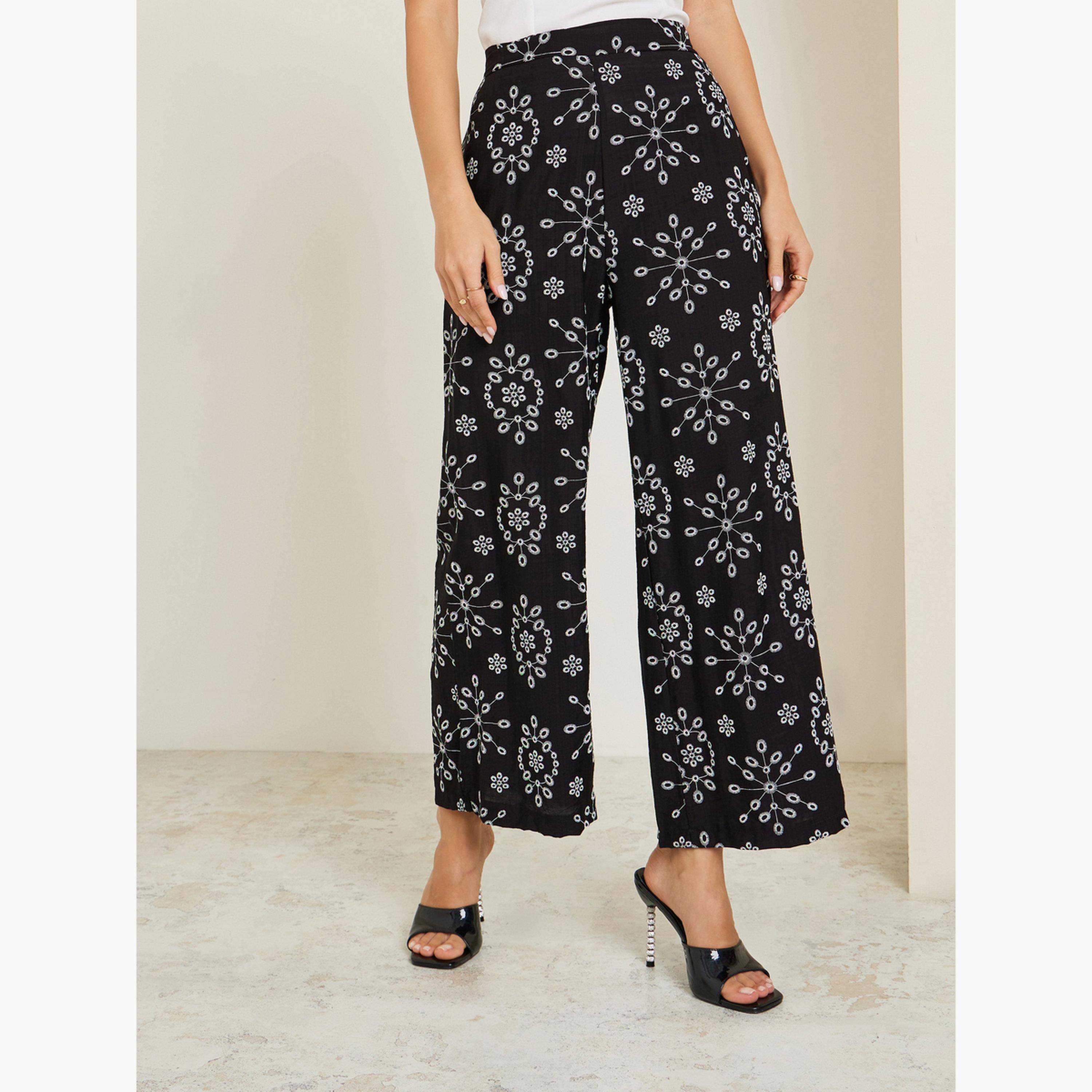 ستايلي - طقم كيمونو مطبوع وبنطال واسع الساقين لون أسود-women-clothing-coordsets-image-5