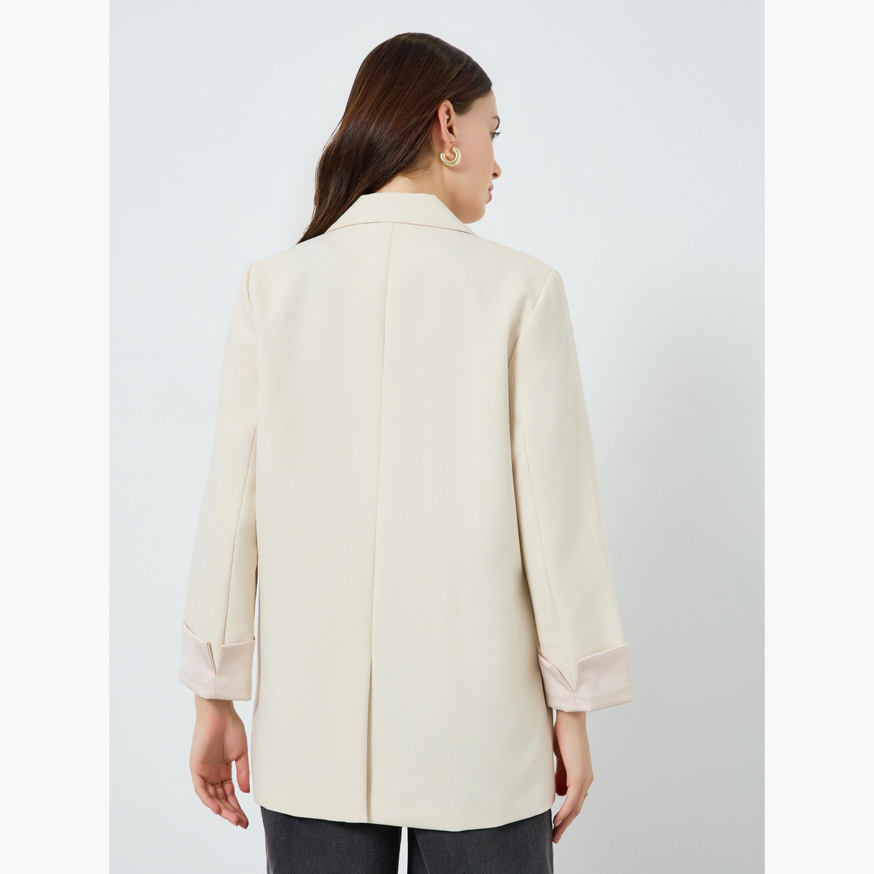 Styli Women Beige Button-Front Blazer-women-clothing-coatsandjackets-blazers-image-5