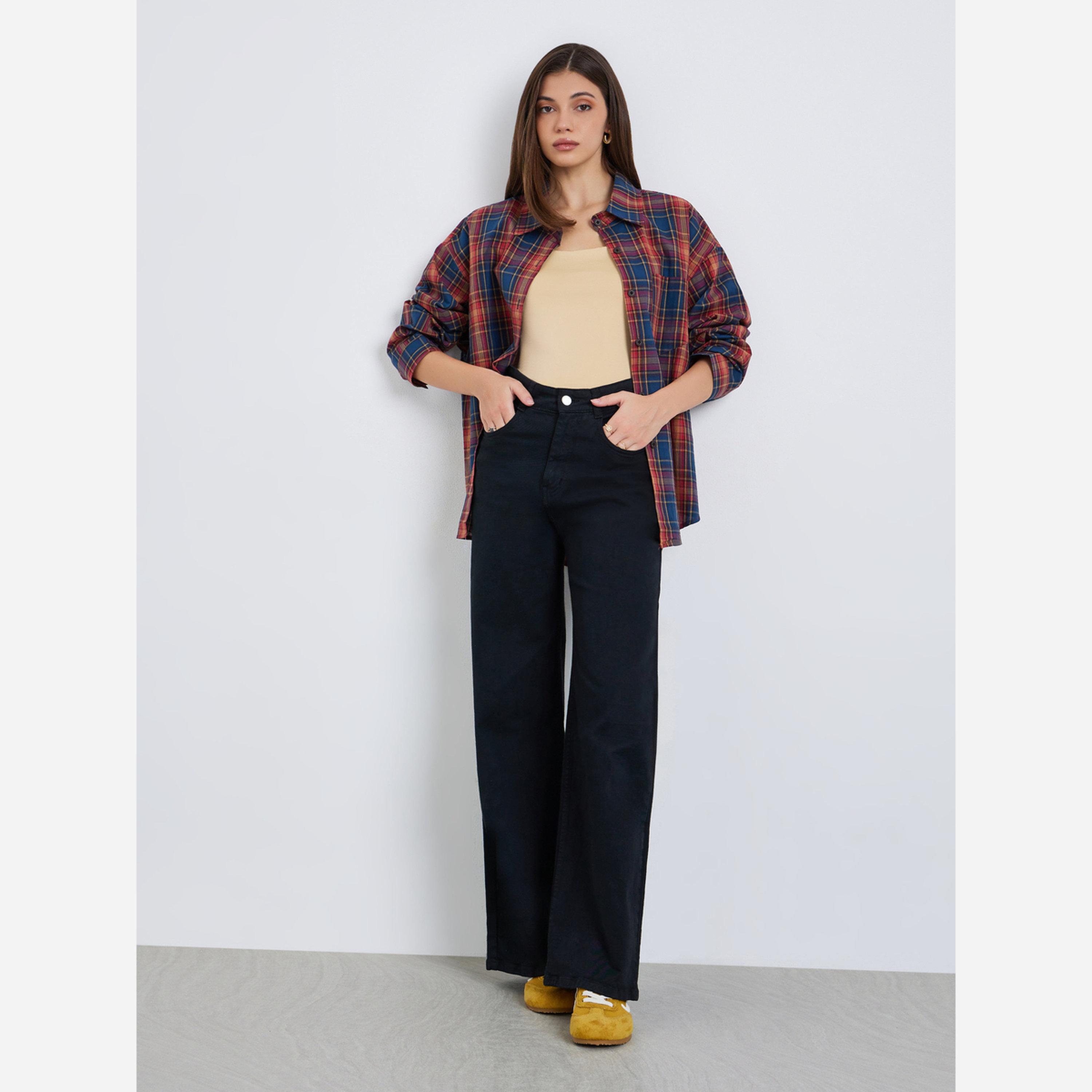 Styli Checked pattern, everyday loose and casual Oversized Shirt-women-clothing-shirtsandblouses-shirts-image-2