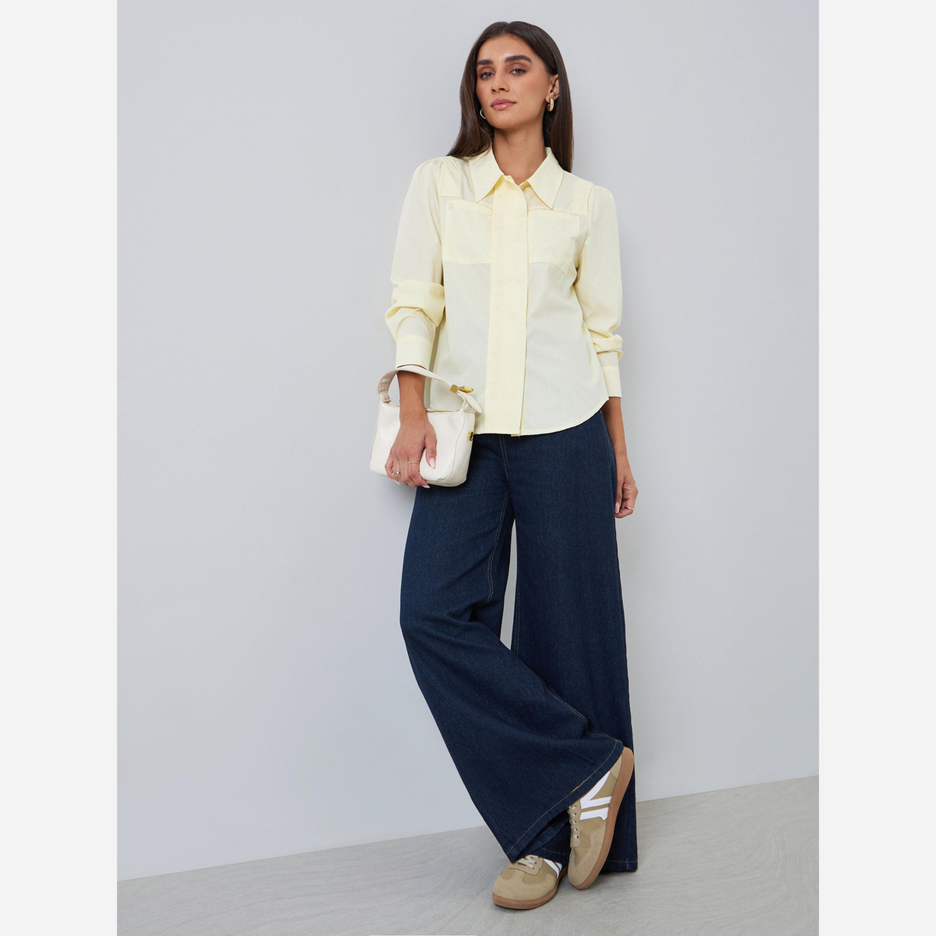 Styli Pocket detail, everyday loose and casual oversized shirt.-women-clothing-shirtsandblouses-shirts-image-2