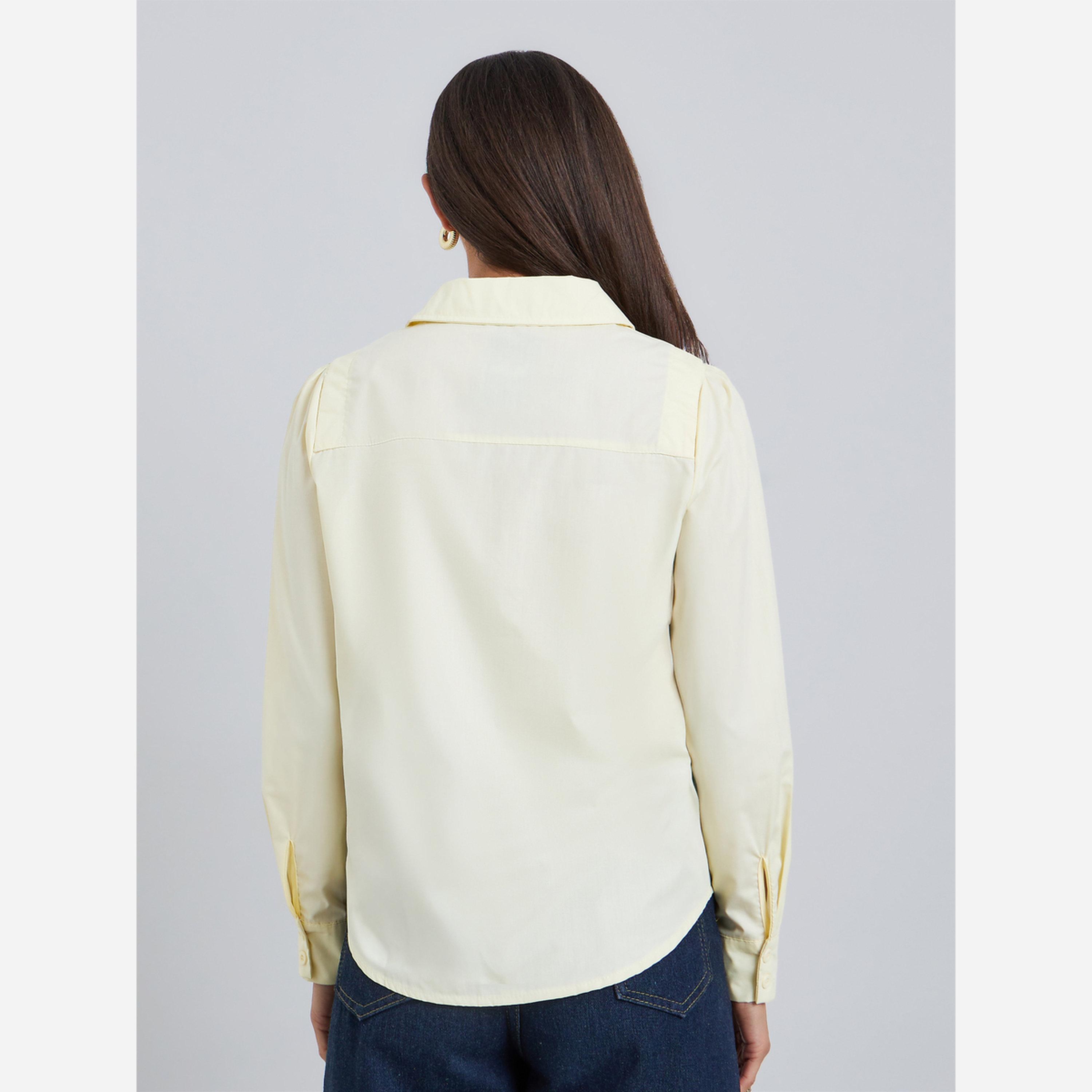 Styli Pocket detail, everyday loose and casual oversized shirt.-women-clothing-shirtsandblouses-shirts-image-3